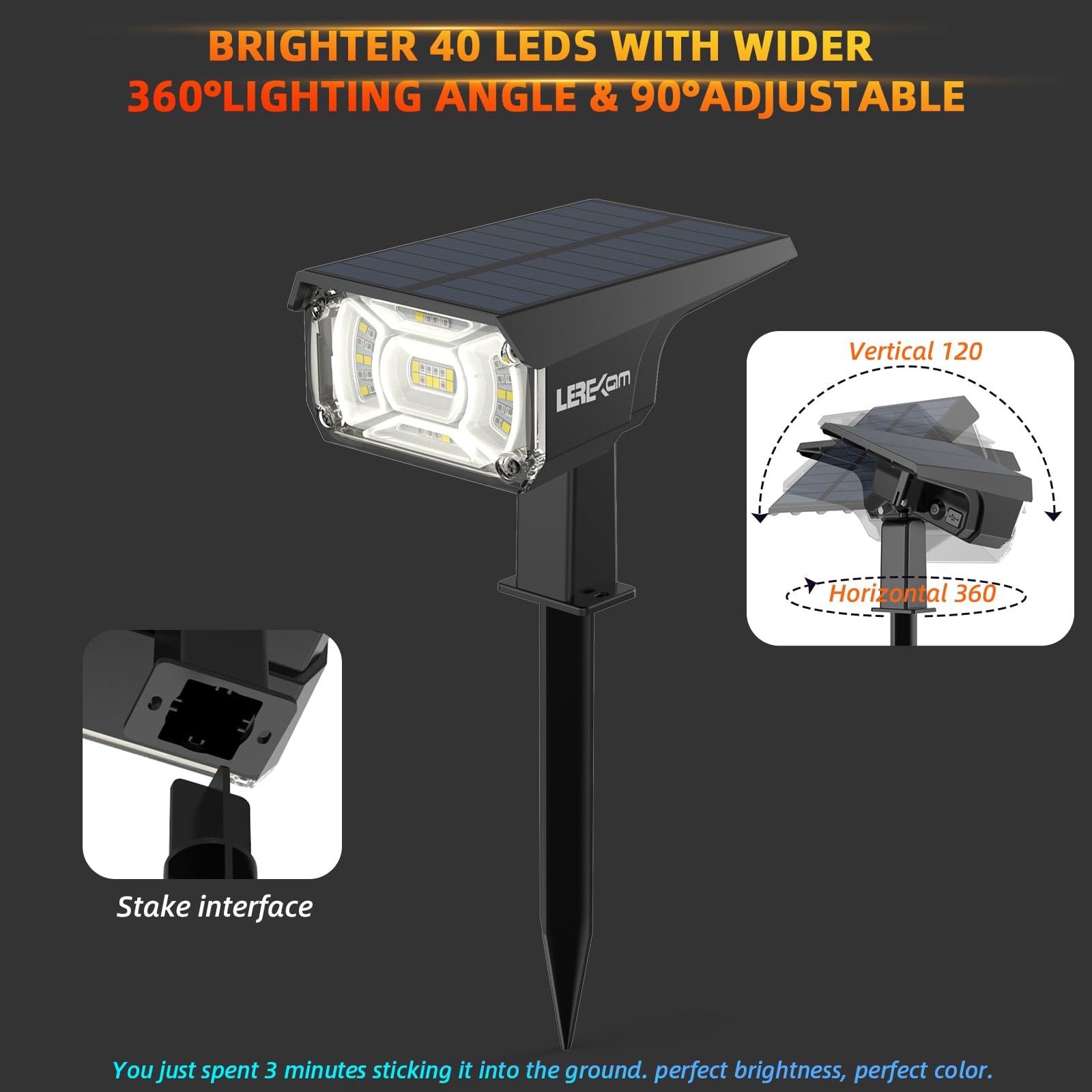 Solar Outdoor,40 LEDs Color Changing RGB Solar Landscape Path Lights