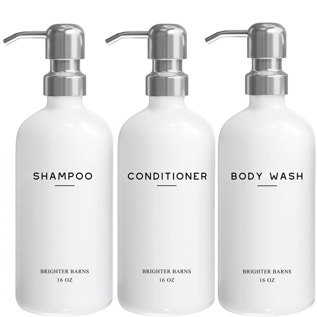Refillable Plastic Shampoo Bottle & Stainless Steel Pump