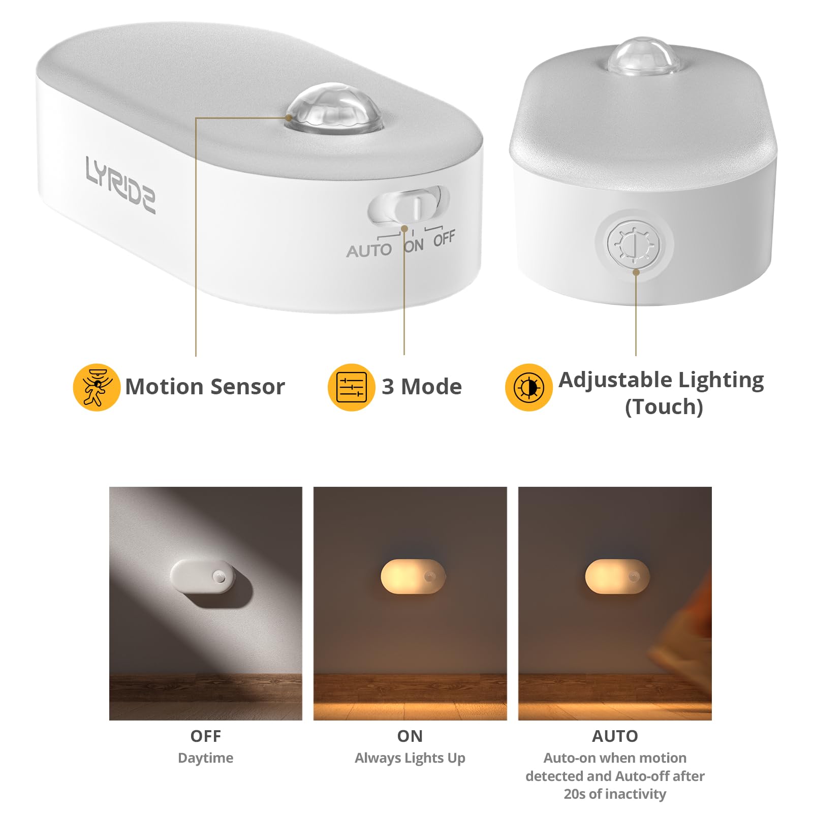 Motion Sensor, Portable Mini Warm White LED Stick-on Closet Light,
