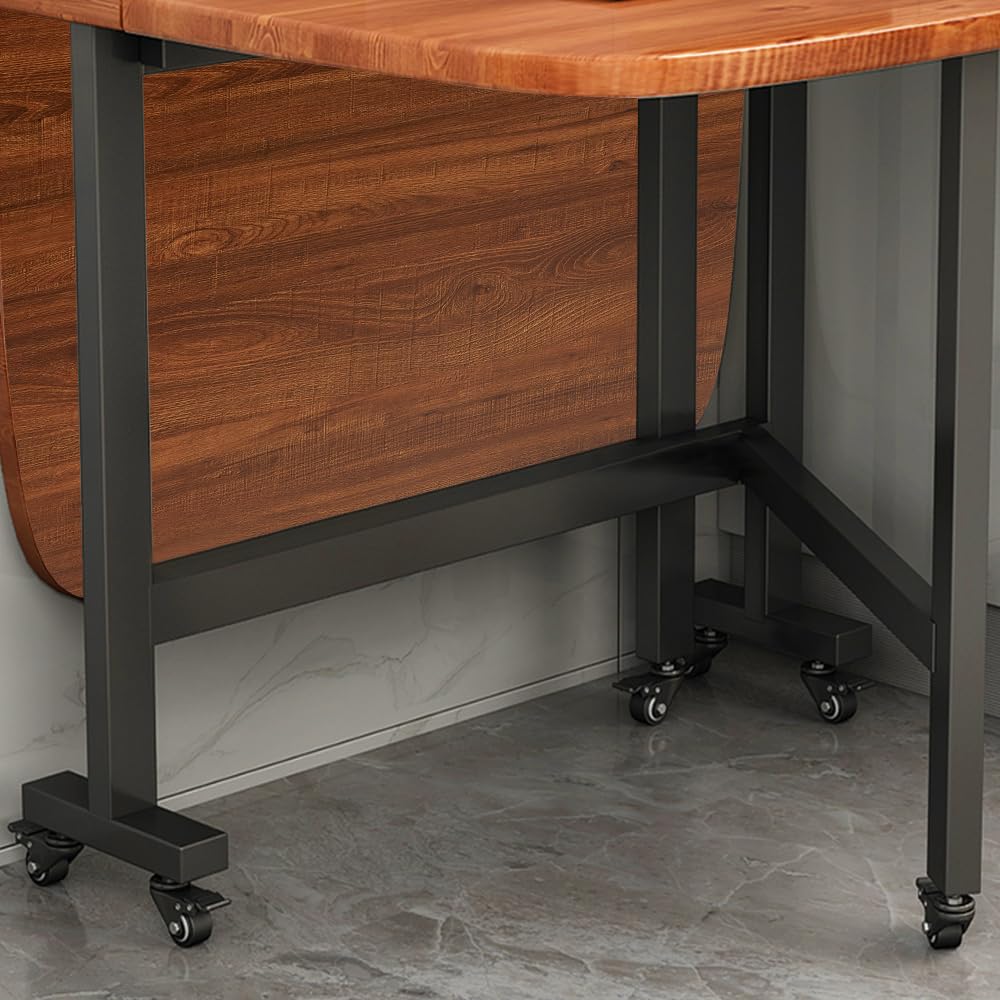 47" Wooden Foldable Kitchen Table with 6 Wheels