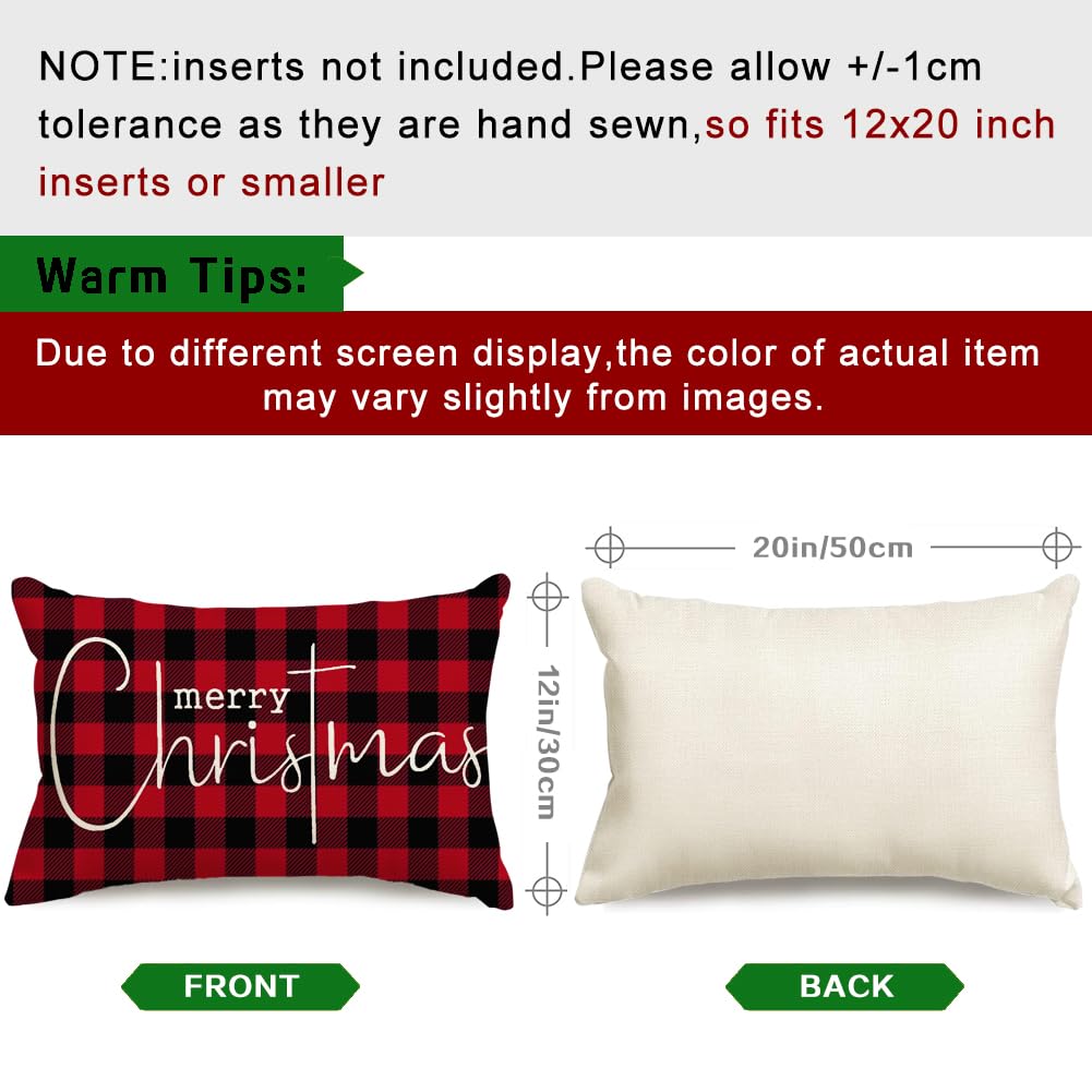 Christmas Pillow Covers 12x20 Inch