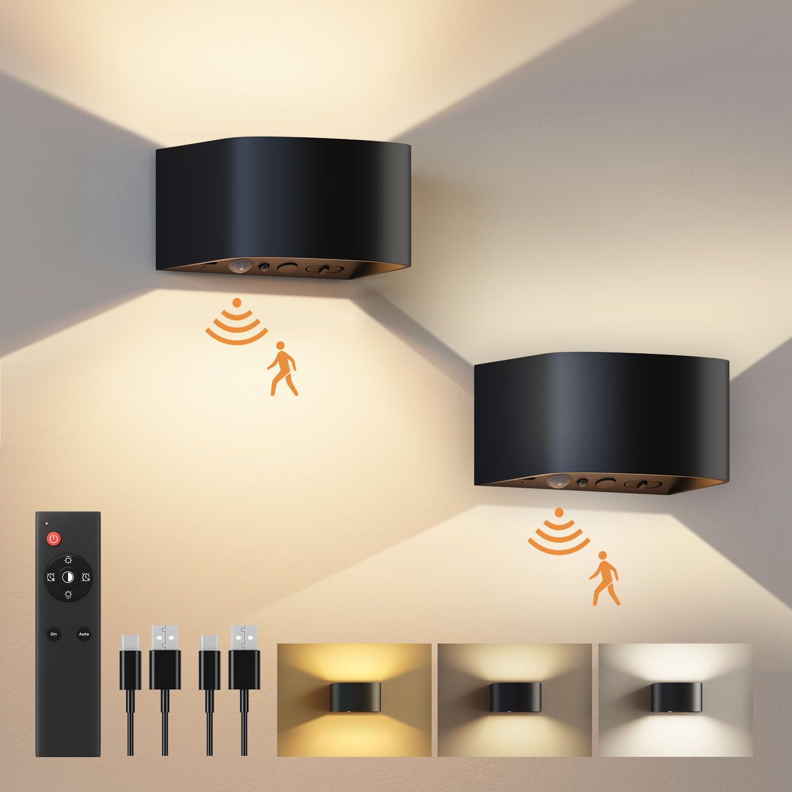 Motion Sensor Wall Light with Remote Control 3 Colors