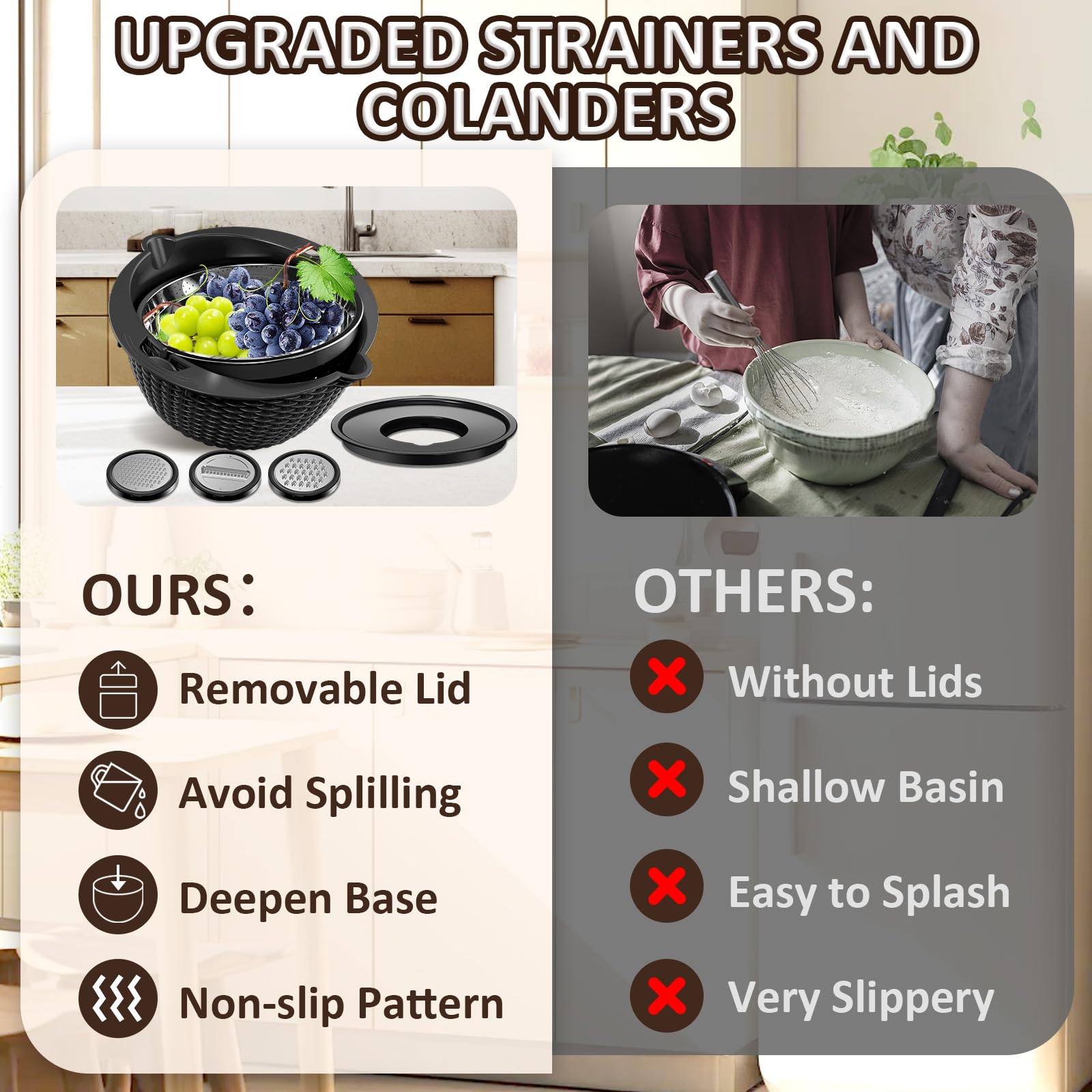 4-1 Colander with Mixing Bowls Set
