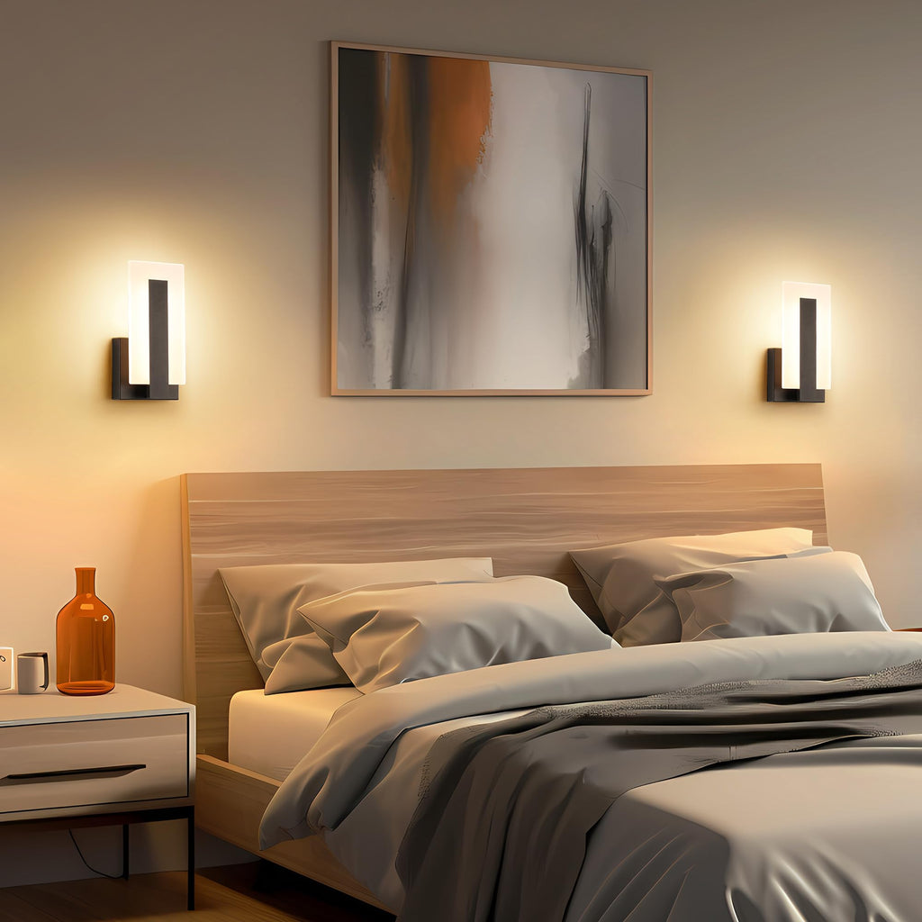 Modern LED Wall Sconces Up and Down Wall Mount Light Black 3000K Warm White Wall Lights Set of 2