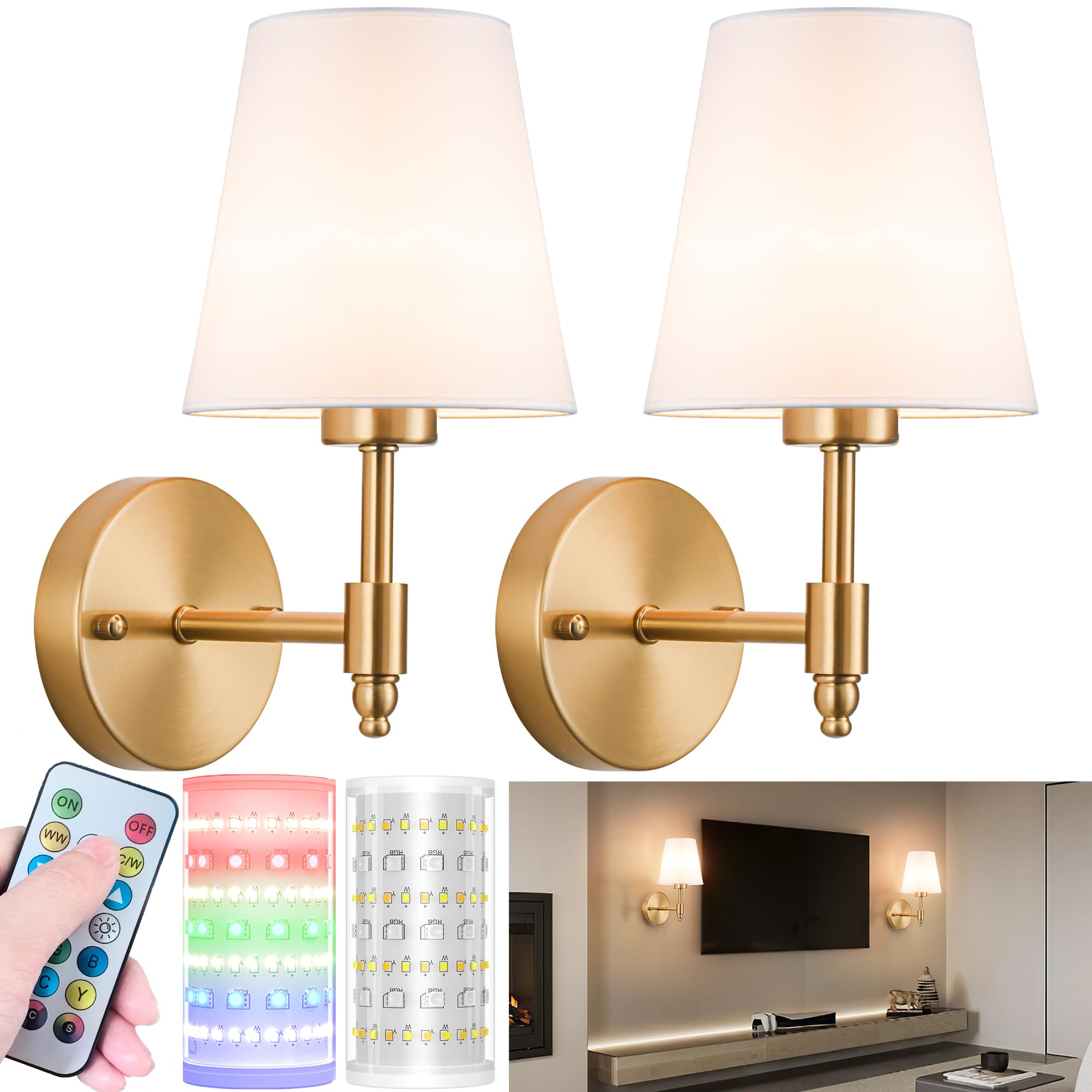 Battery Operated Wall Sconces Set of Two