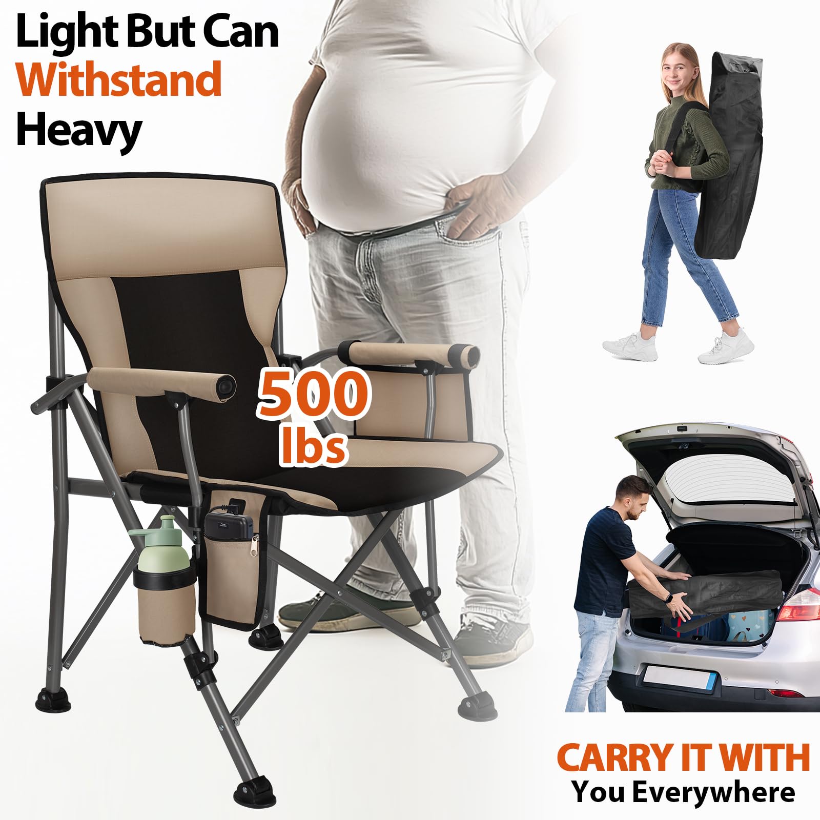 Heated Camping Chair with 20,000 mAh Battery
