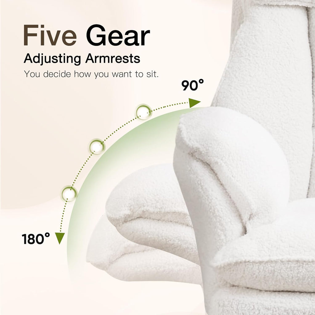 Ergonomic Cloud Cross Legged Office Chair with Footrest,Teddy Fleece