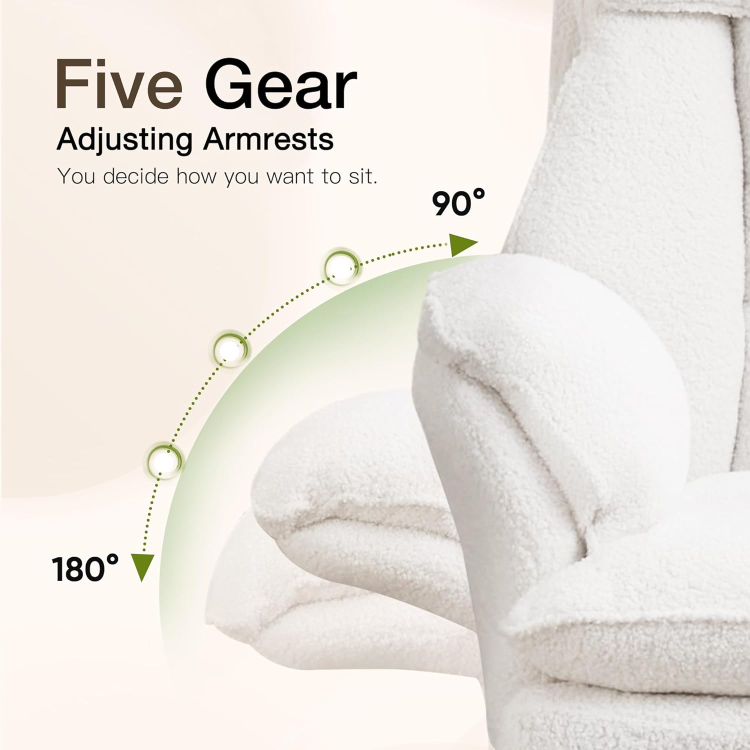 Ergonomic Cloud Cross Legged Office Chair with Footrest,Teddy Fleece