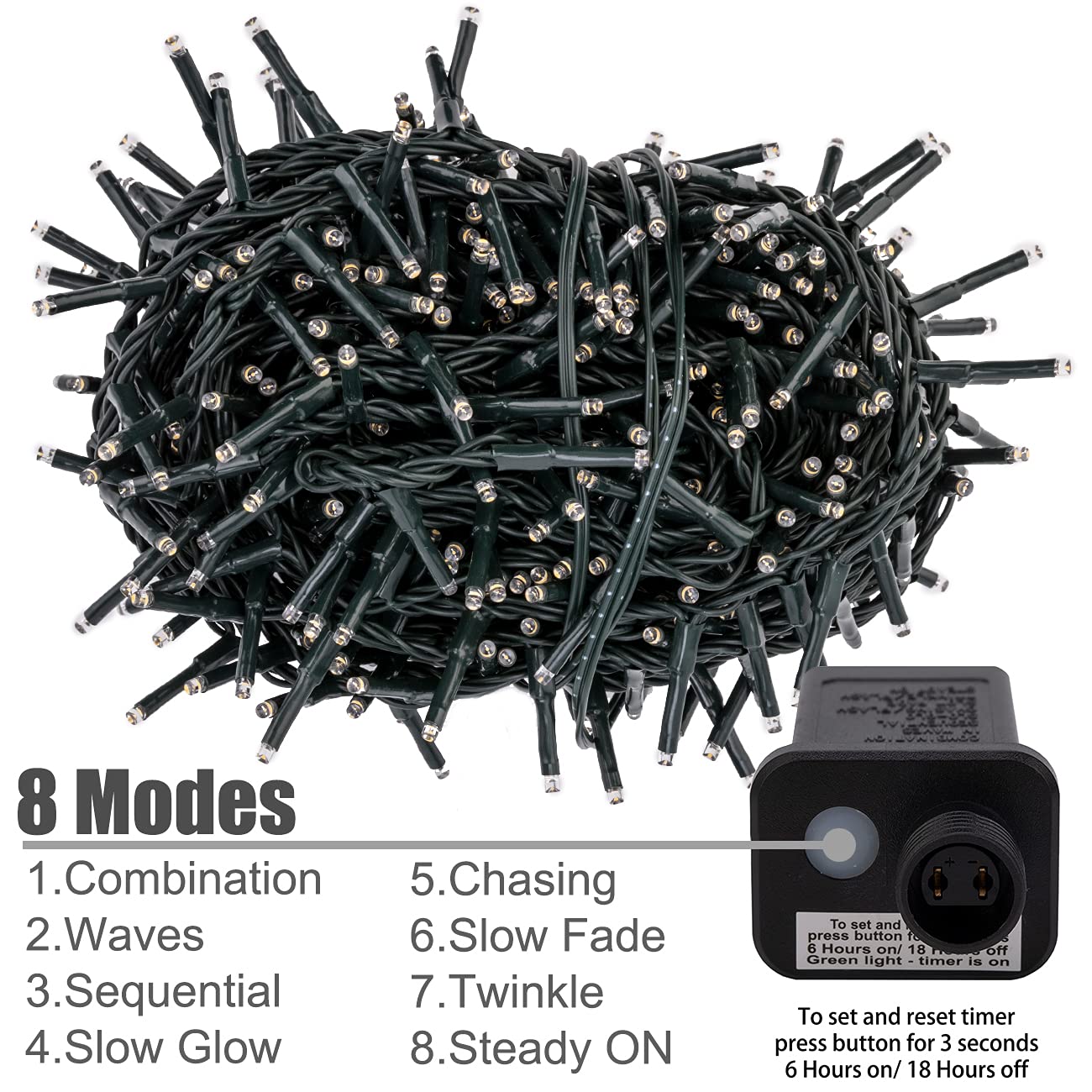 AWQ 500 LED 49ft Christmas Cluster Lights String Lights