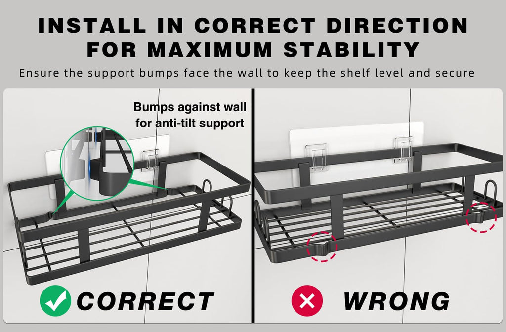 Peel & Stick Shower Shelves with Soap Holder and 12 Hooks,