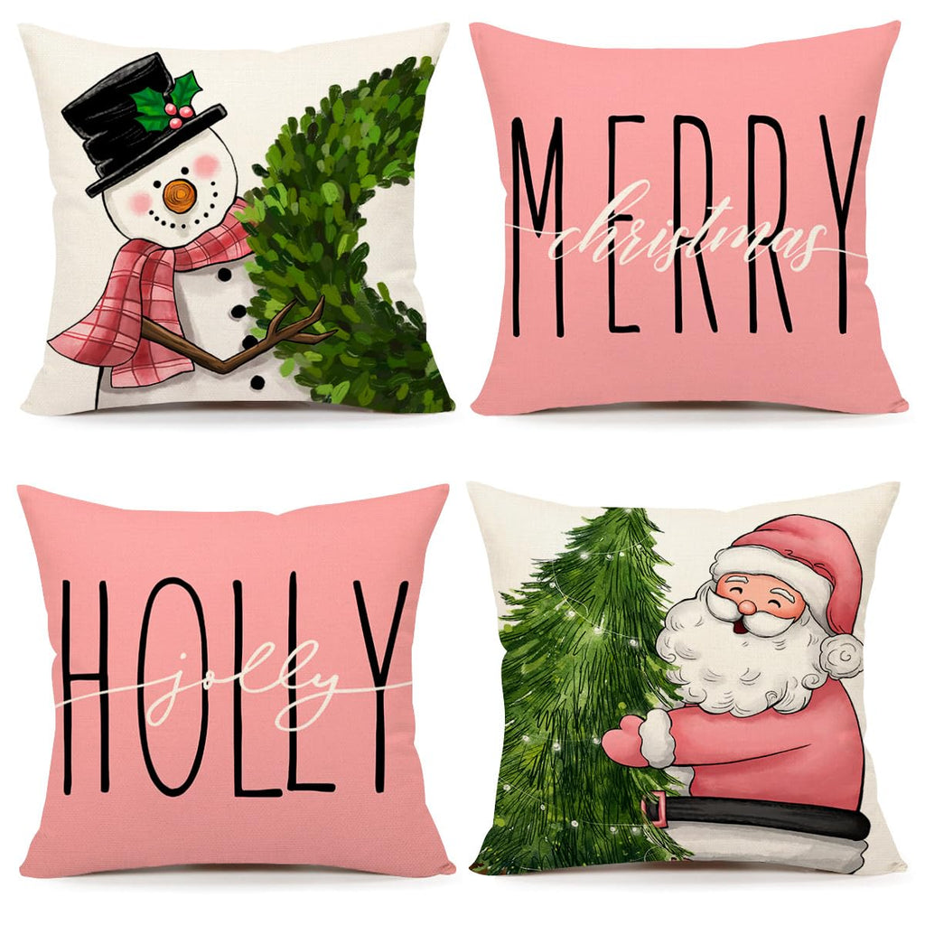 Red Christmas Pillow Covers 18x18 Set of 4
