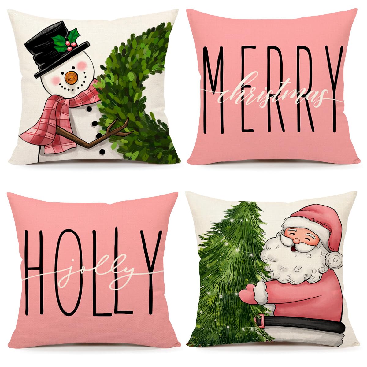 Red Christmas Pillow Covers 18x18 Set of 4