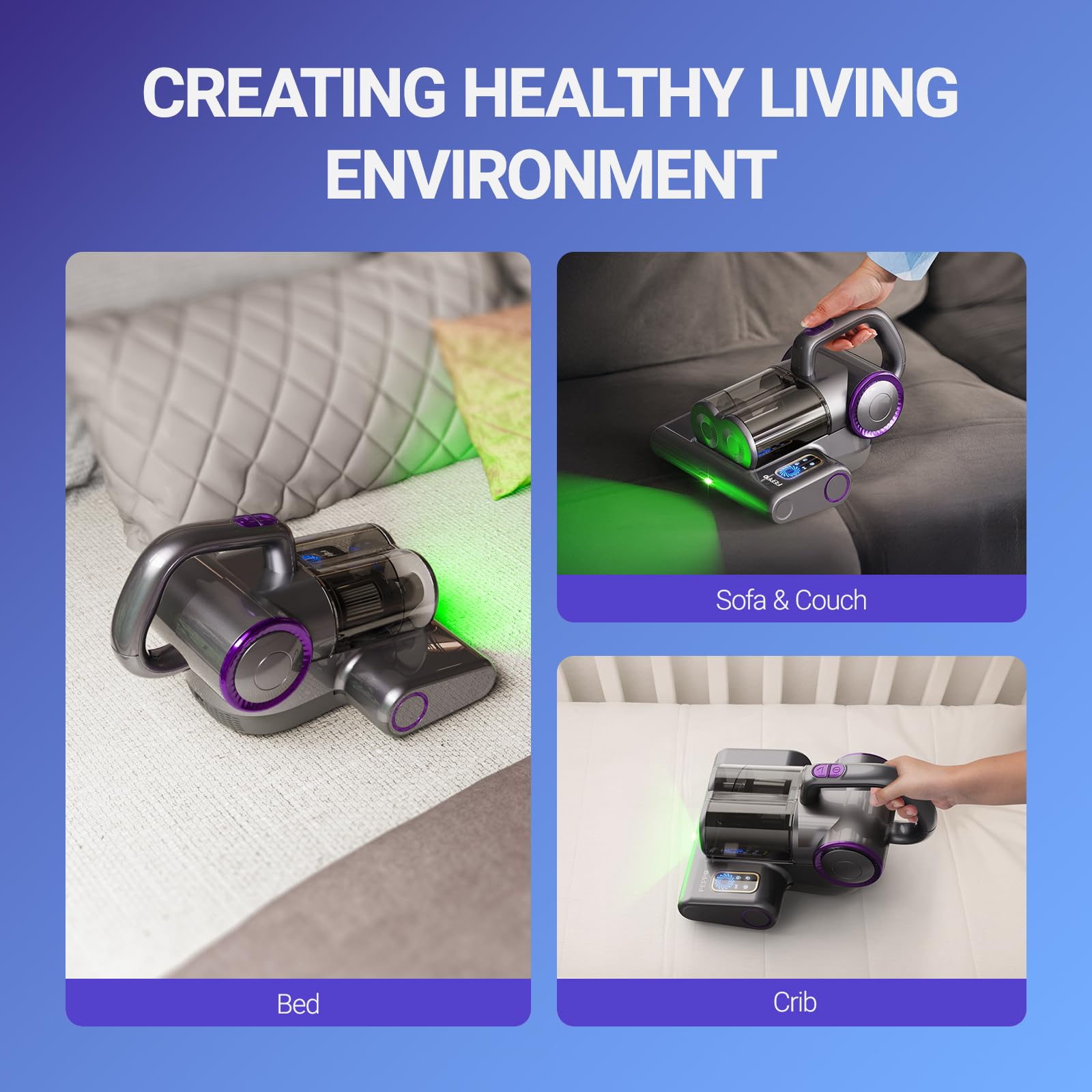 Mattress Vacuum Cleaner, 16Kpa Bed Vacuum Cleaner with 253.7nm UV-C Light, 140°F Heat