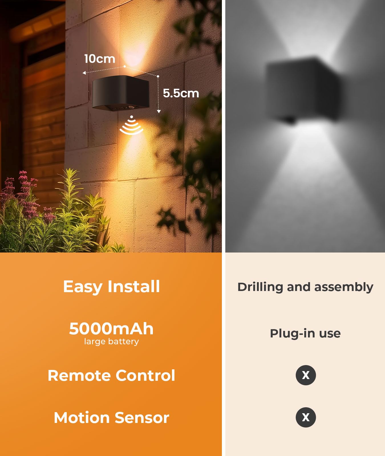 Motion Sensor Wall Light with Remote Control 3 Colors