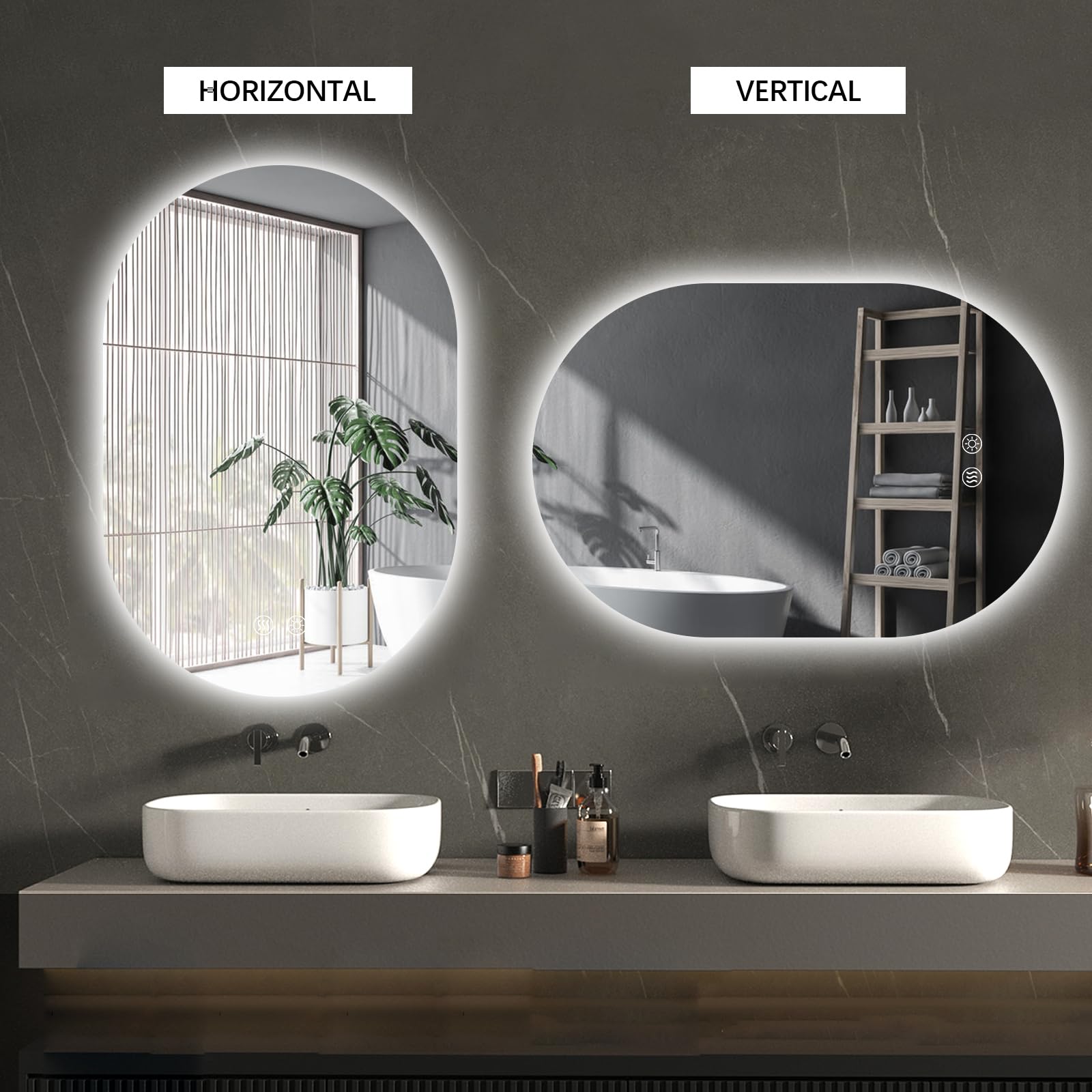 Niccy Oval LED Bathroom Vanity Mirror, 36x24inch Frameless Backlit Mirror with Light, Smart Anti-Fog Waterproof Mirror with Memory Function Dimmable Lighted Mirror