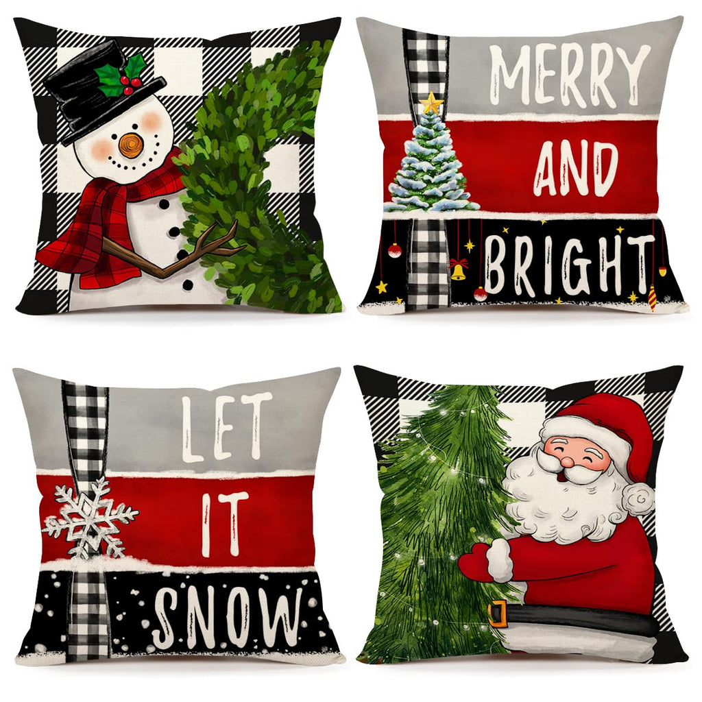 Red Christmas Pillow Covers 18x18 Set of 4