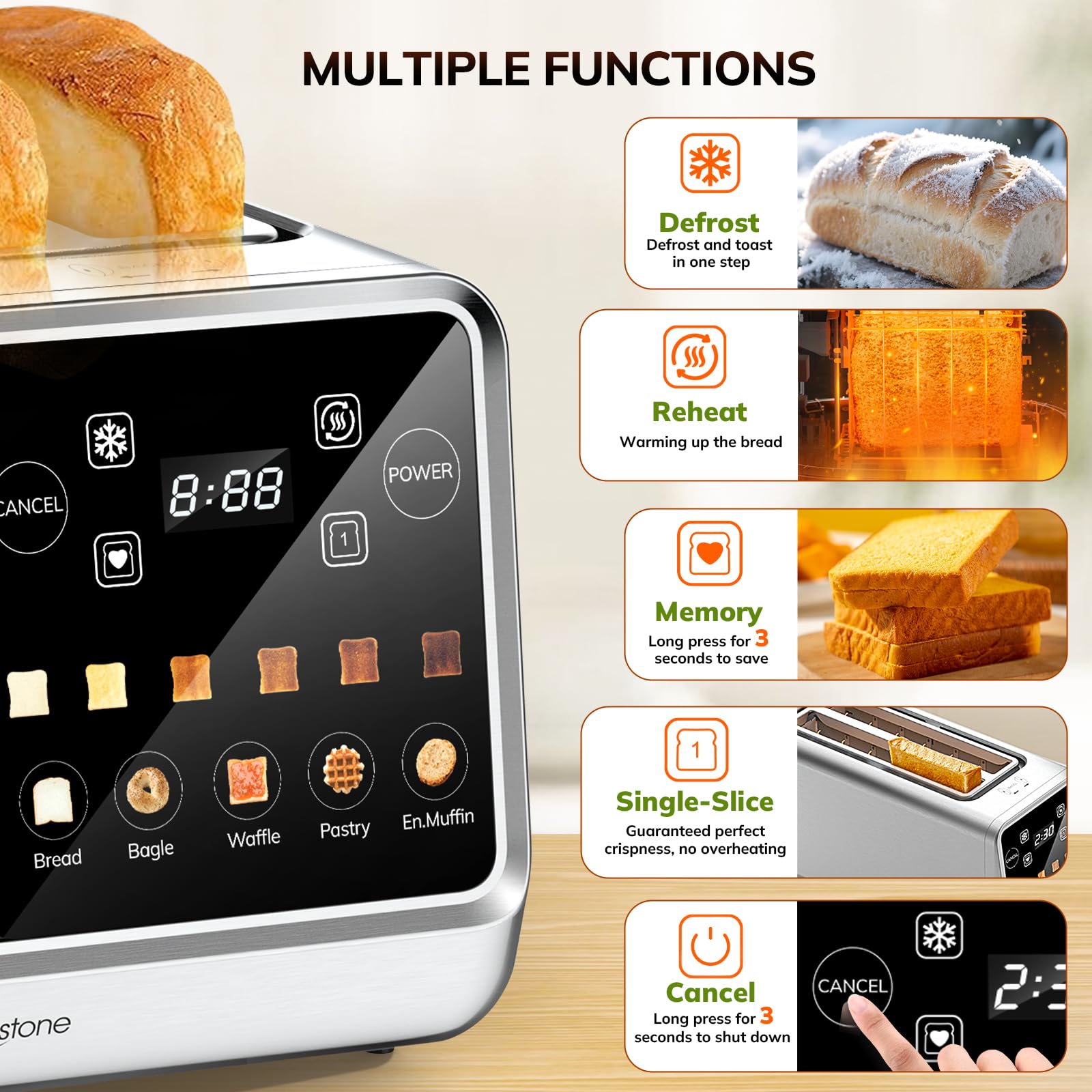 4 Slice Digital Smart Toaster with TouchScreen, Memory Function
