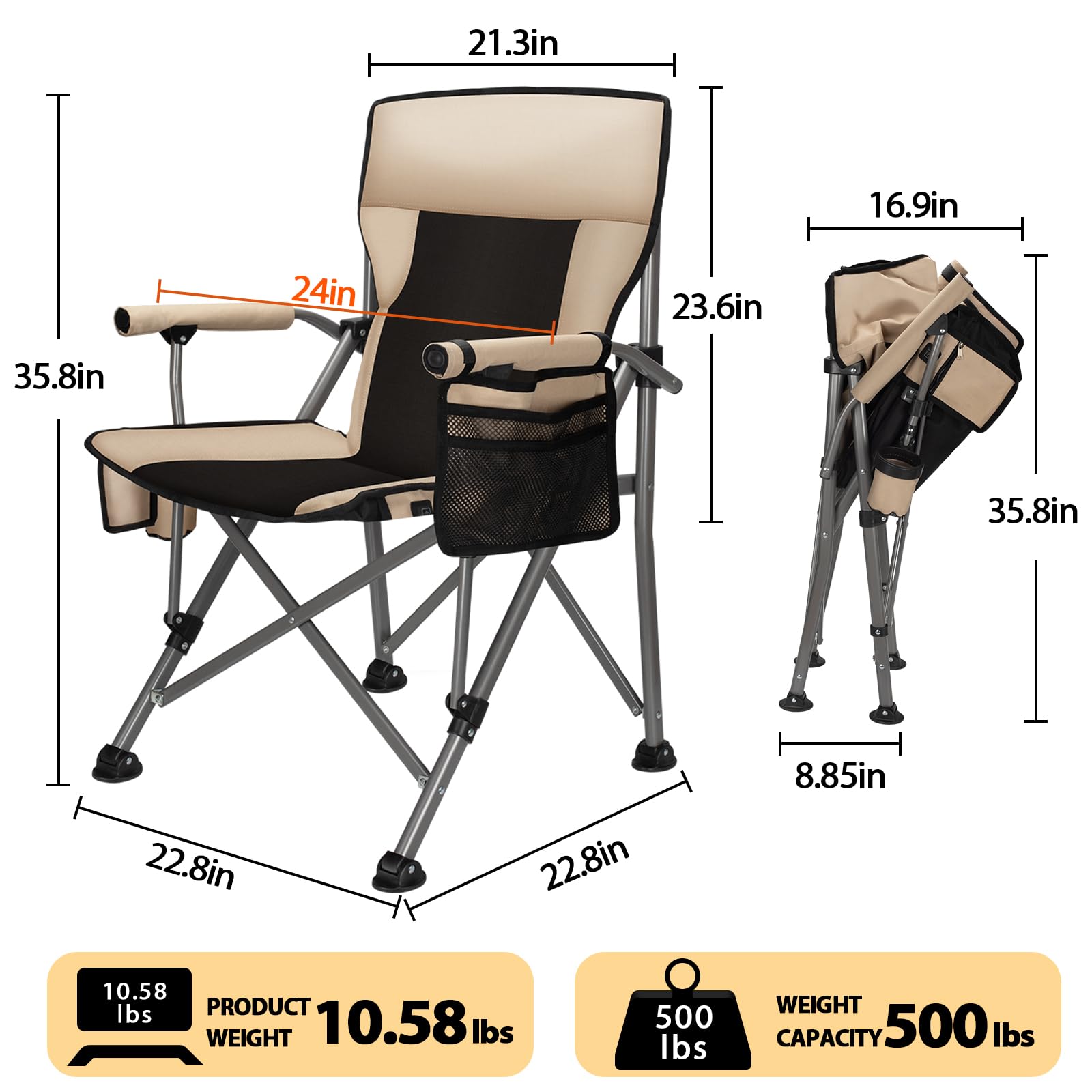 Heated Camping Chair with 20,000 mAh Battery