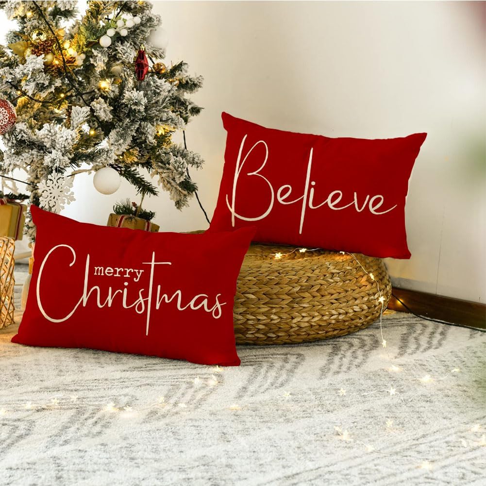 Christmas Pillow Covers 12x20 Inch