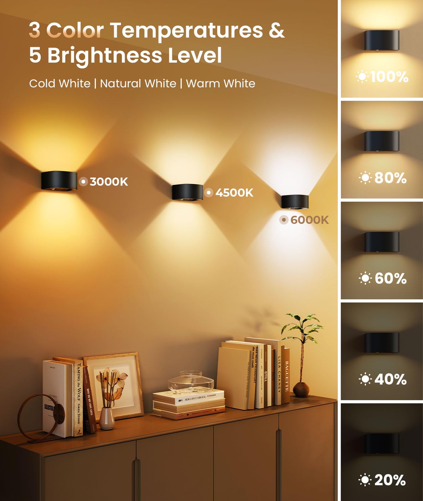 Motion Sensor Wall Light with Remote Control 3 Colors