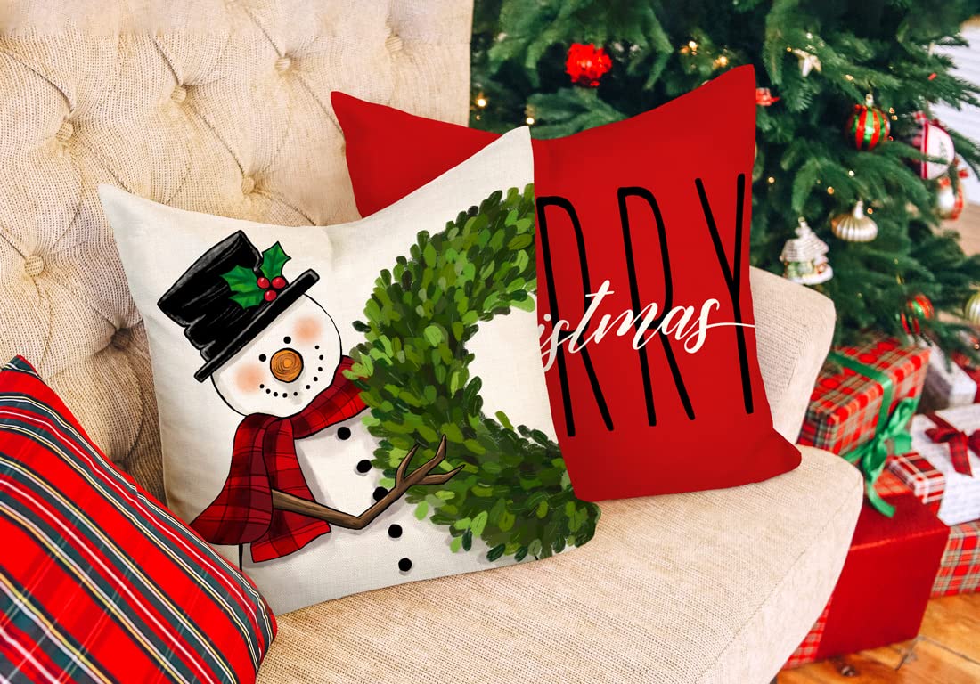 Red Christmas Pillow Covers 18x18 Set of 4