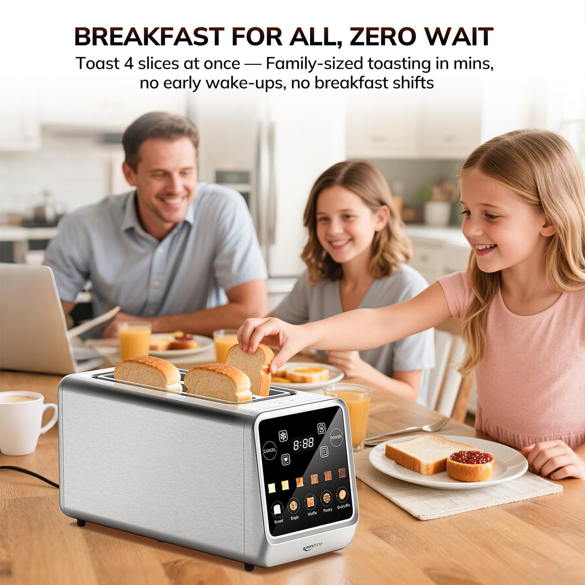 Toaster Memory Type 4 Slice Digital Smart Toaster with TouchScreen, Memory Function – Hause Hub