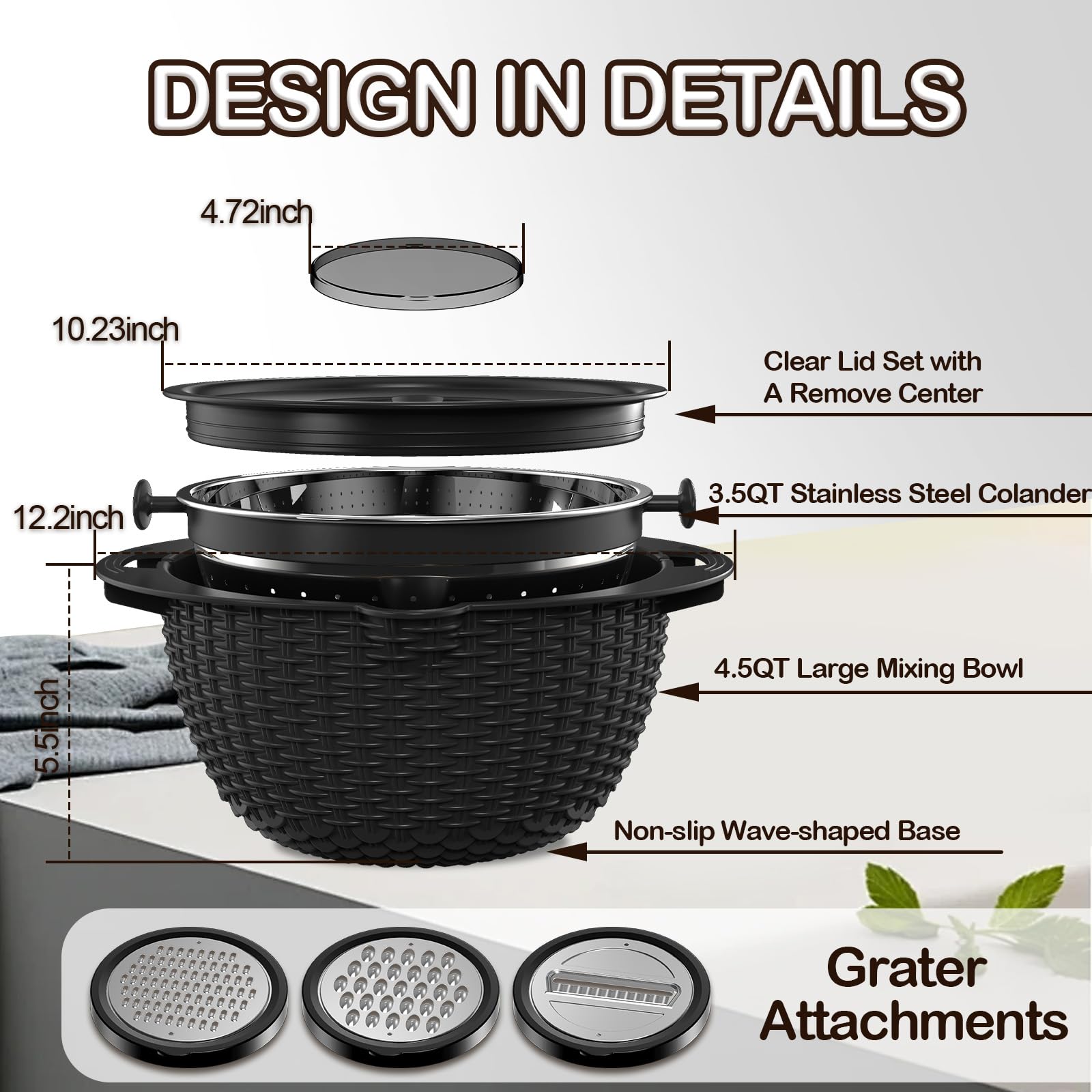 4-1 Colander with Mixing Bowls Set