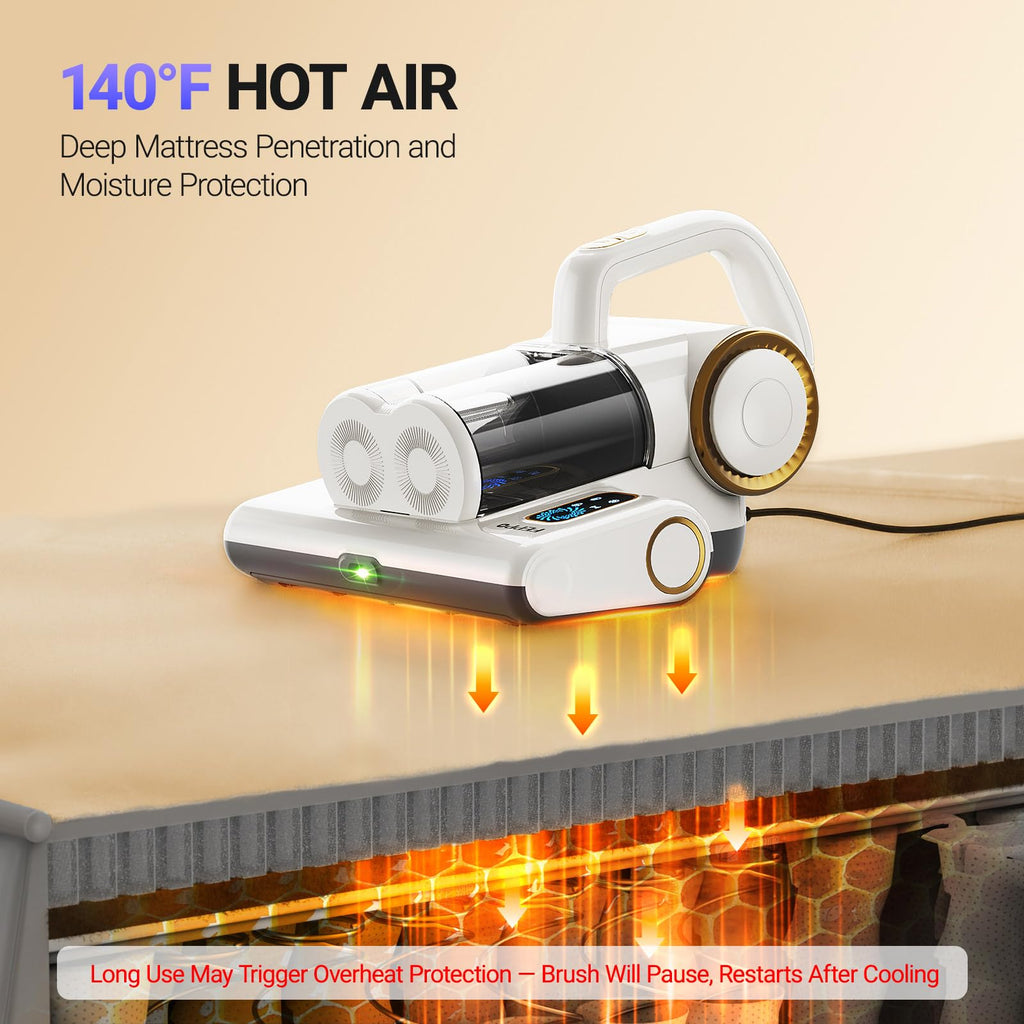 Mattress Vacuum Cleaner, 16Kpa Bed Vacuum Cleaner with 253.7nm UV-C Light, 140°F Heat