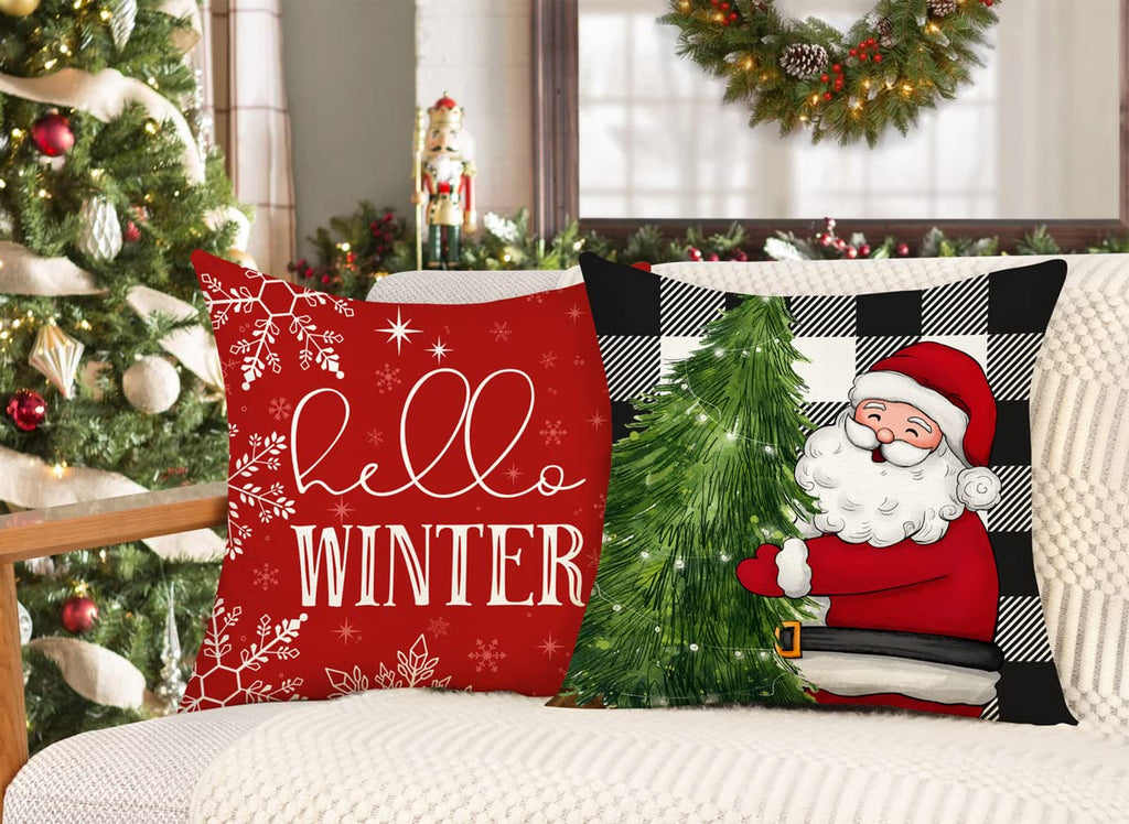 Red Christmas Pillow Covers 18x18 Set of 4