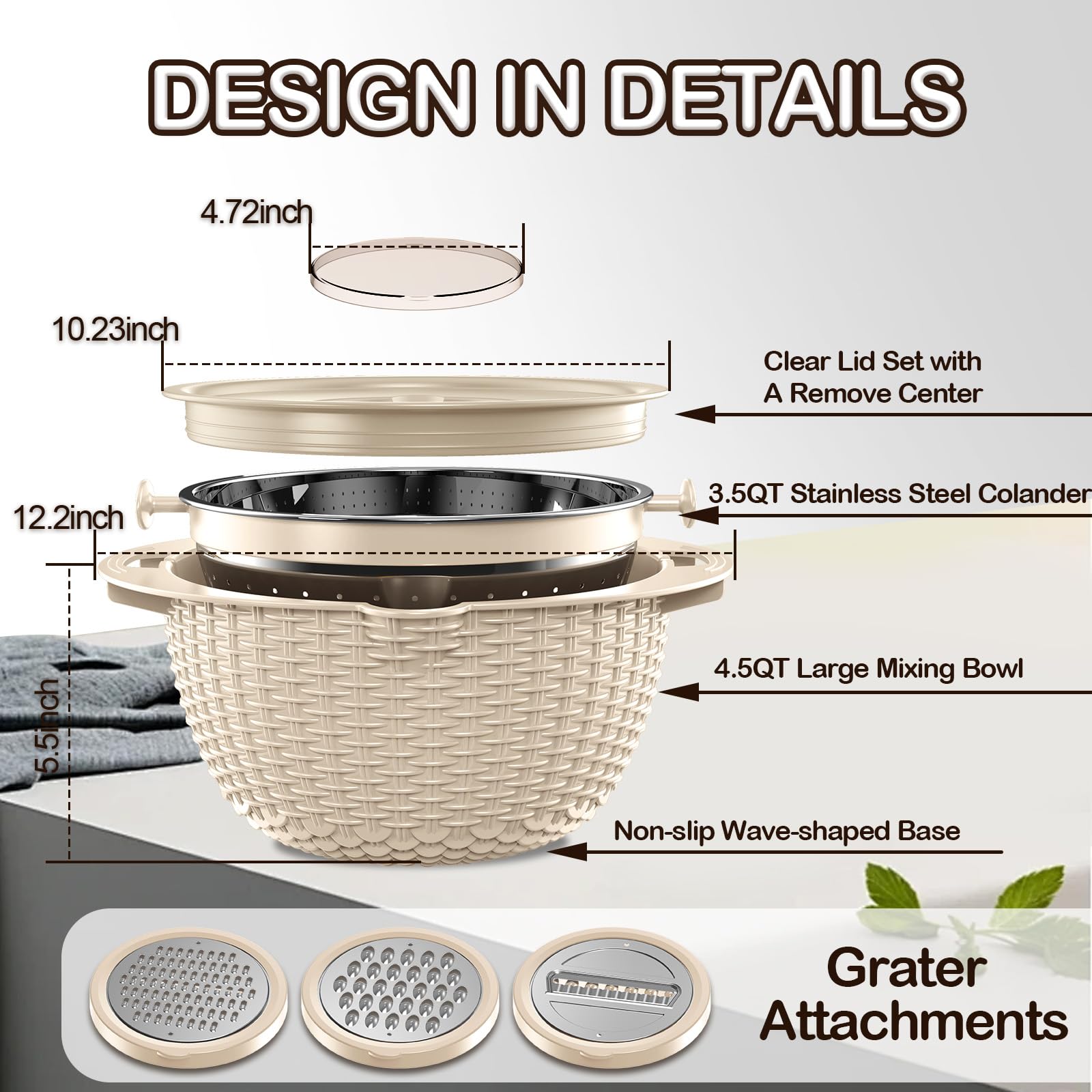 4-1 Colander with Mixing Bowls Set