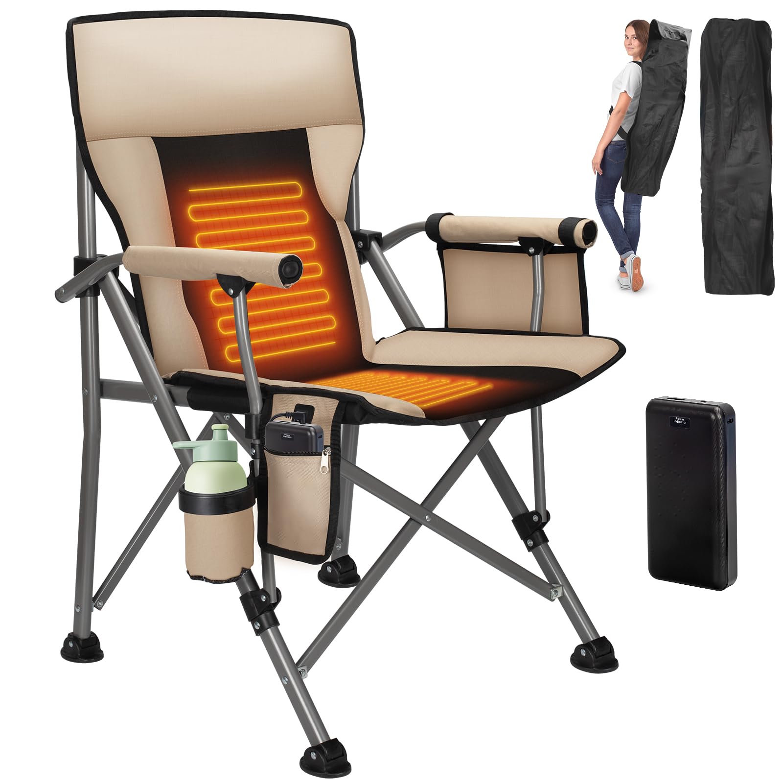 Heated Camping Chair with 20,000 mAh Battery