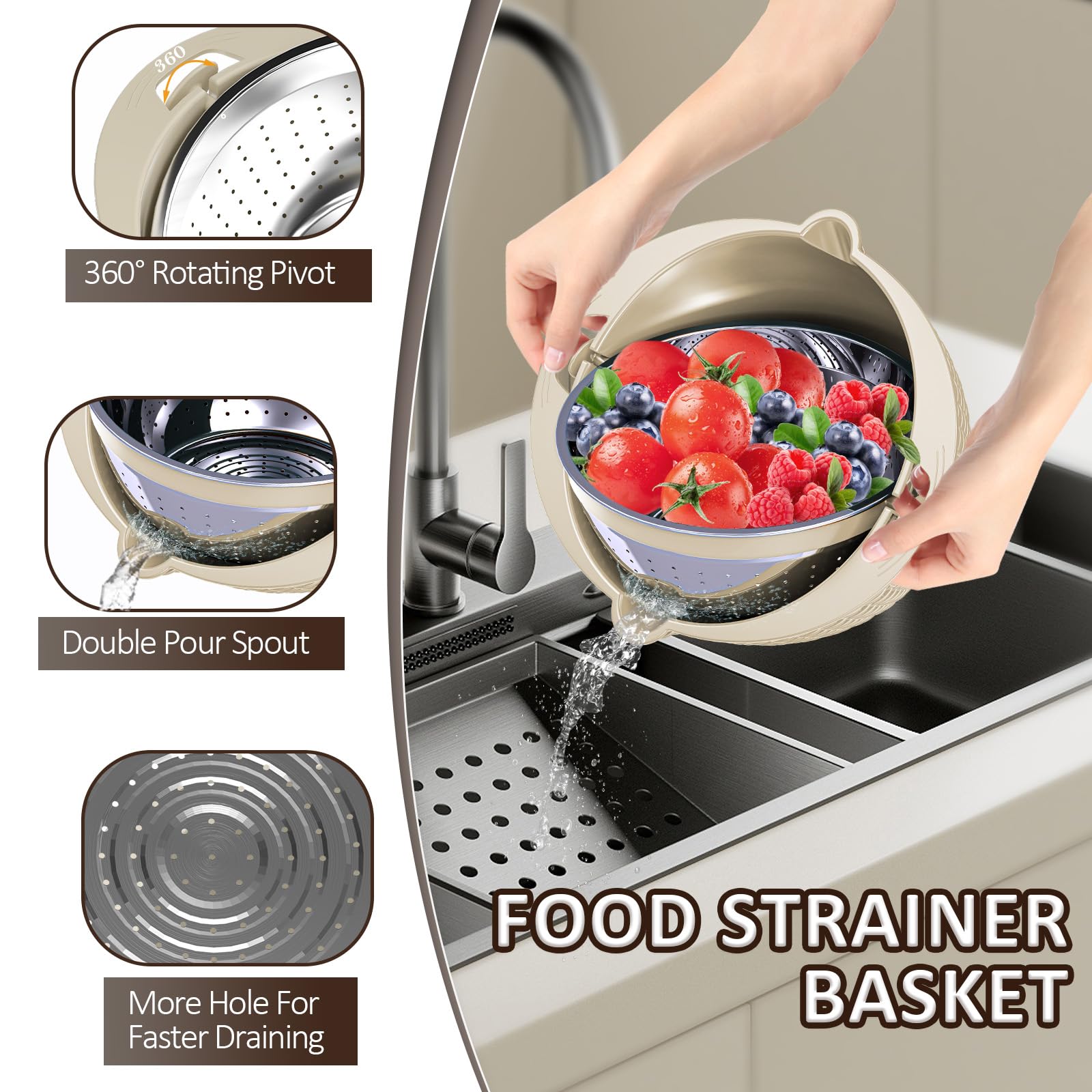 4-1 Colander with Mixing Bowls Set