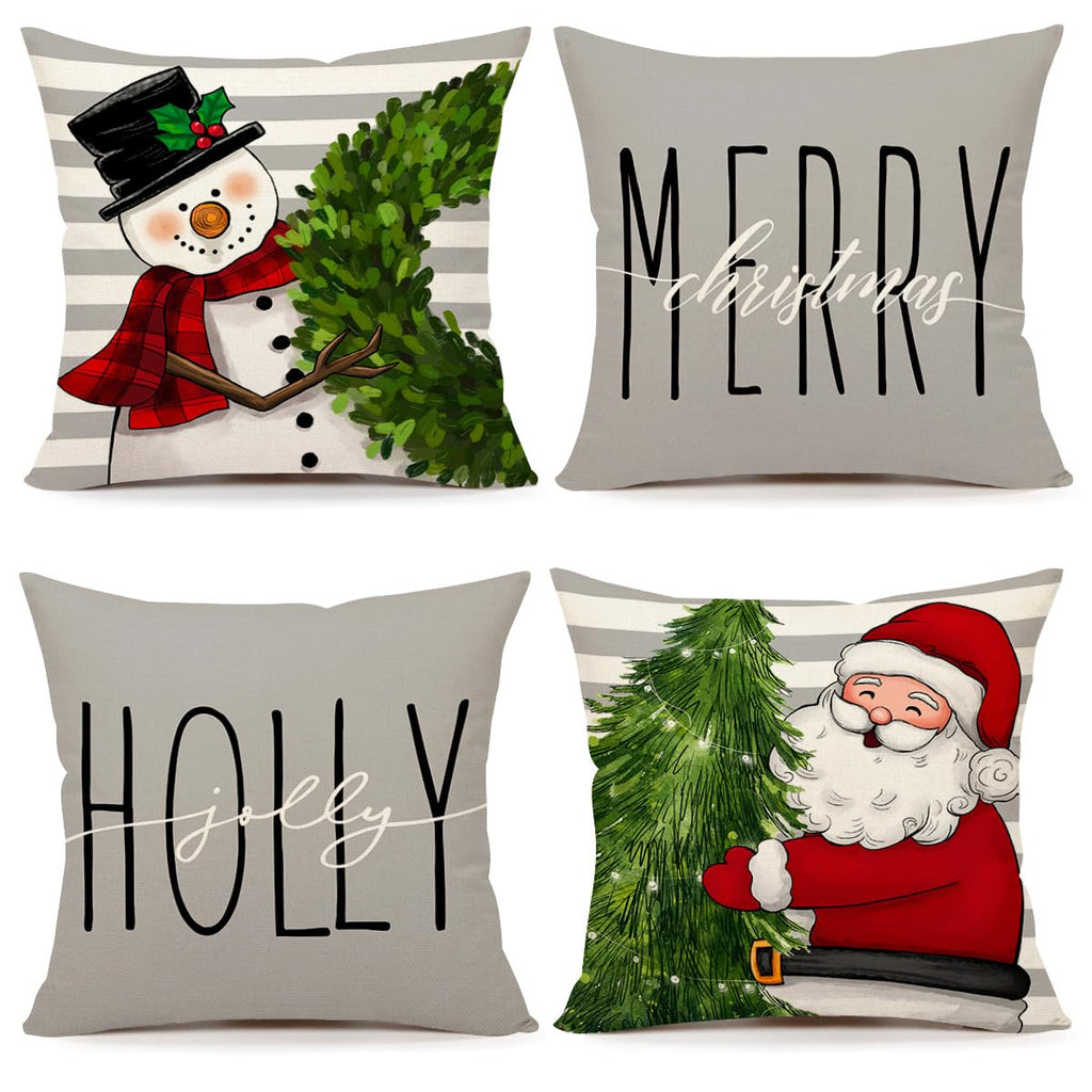 Red Christmas Pillow Covers 18x18 Set of 4