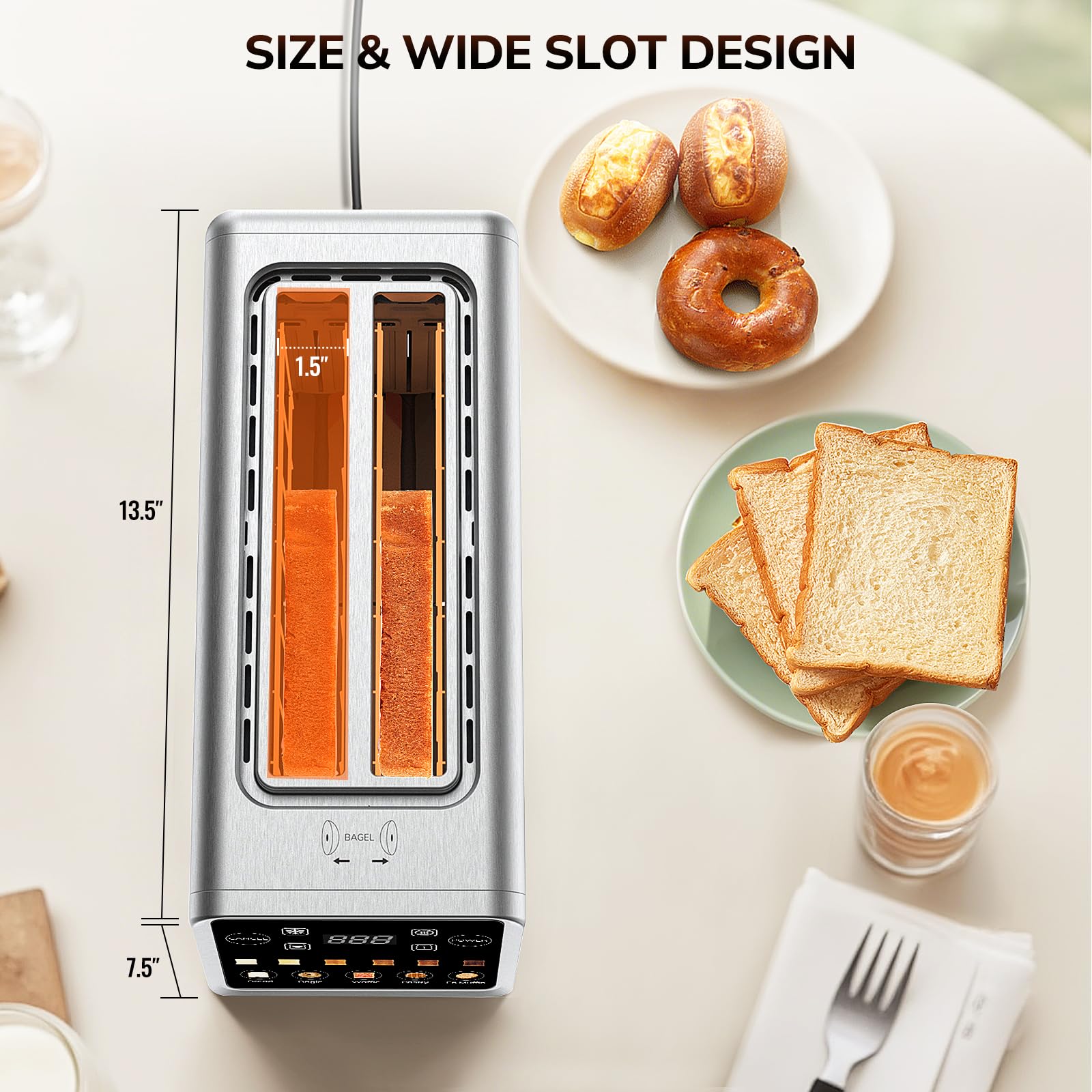 4 Slice Digital Smart Toaster with TouchScreen, Memory Function