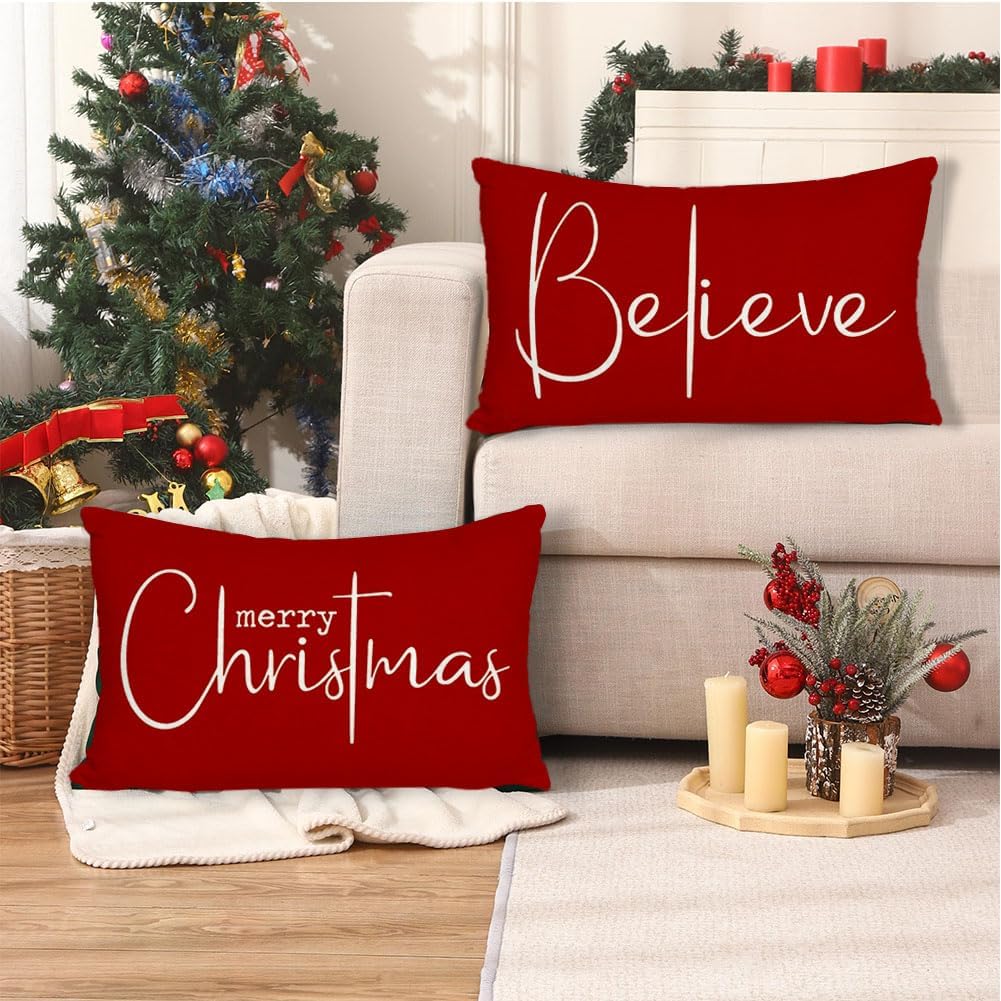 Christmas Pillow Covers 12x20 Inch