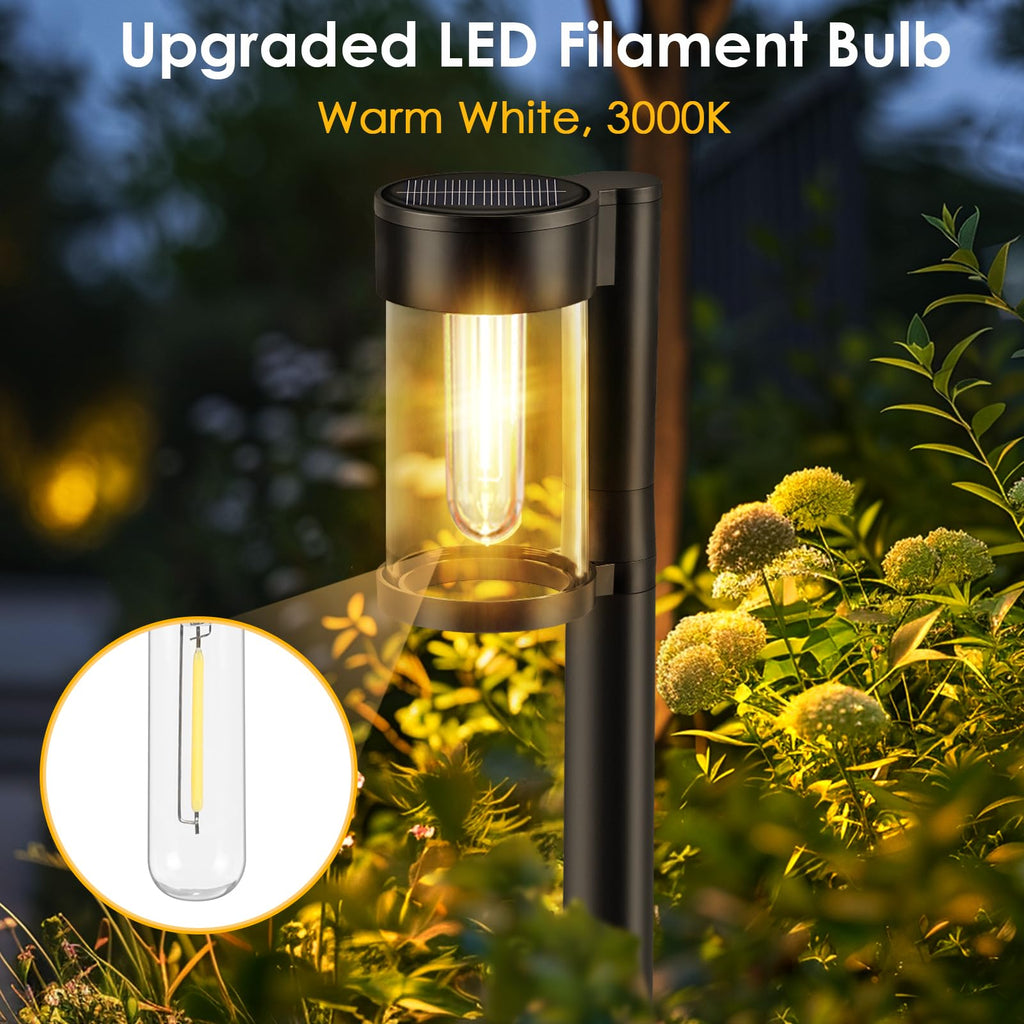 Solar Pathway Lights Outdoor, 10 Pack Metal & Glass Solar Lights