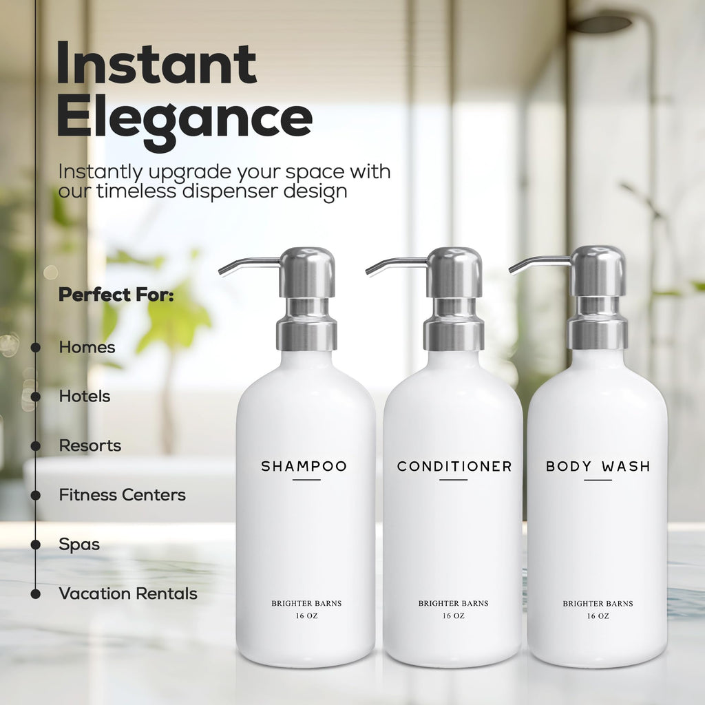 Refillable Plastic Shampoo Bottle & Stainless Steel Pump