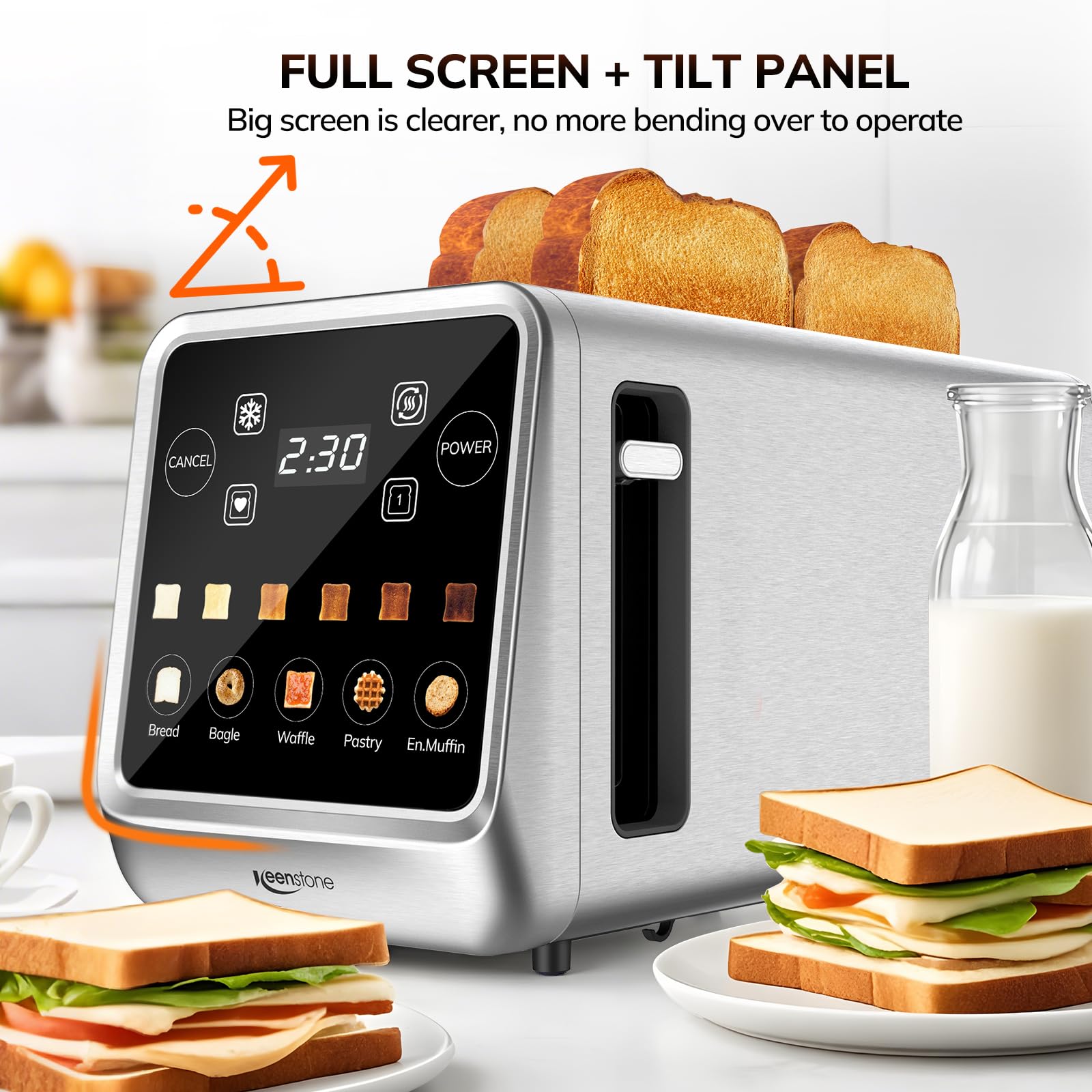 4 Slice Digital Smart Toaster with TouchScreen, Memory Function