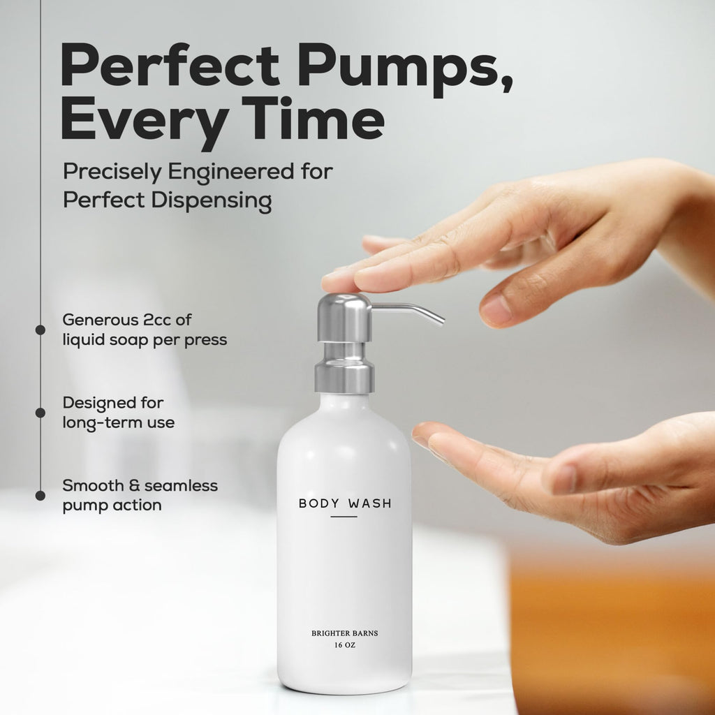 Refillable Plastic Shampoo Bottle & Stainless Steel Pump
