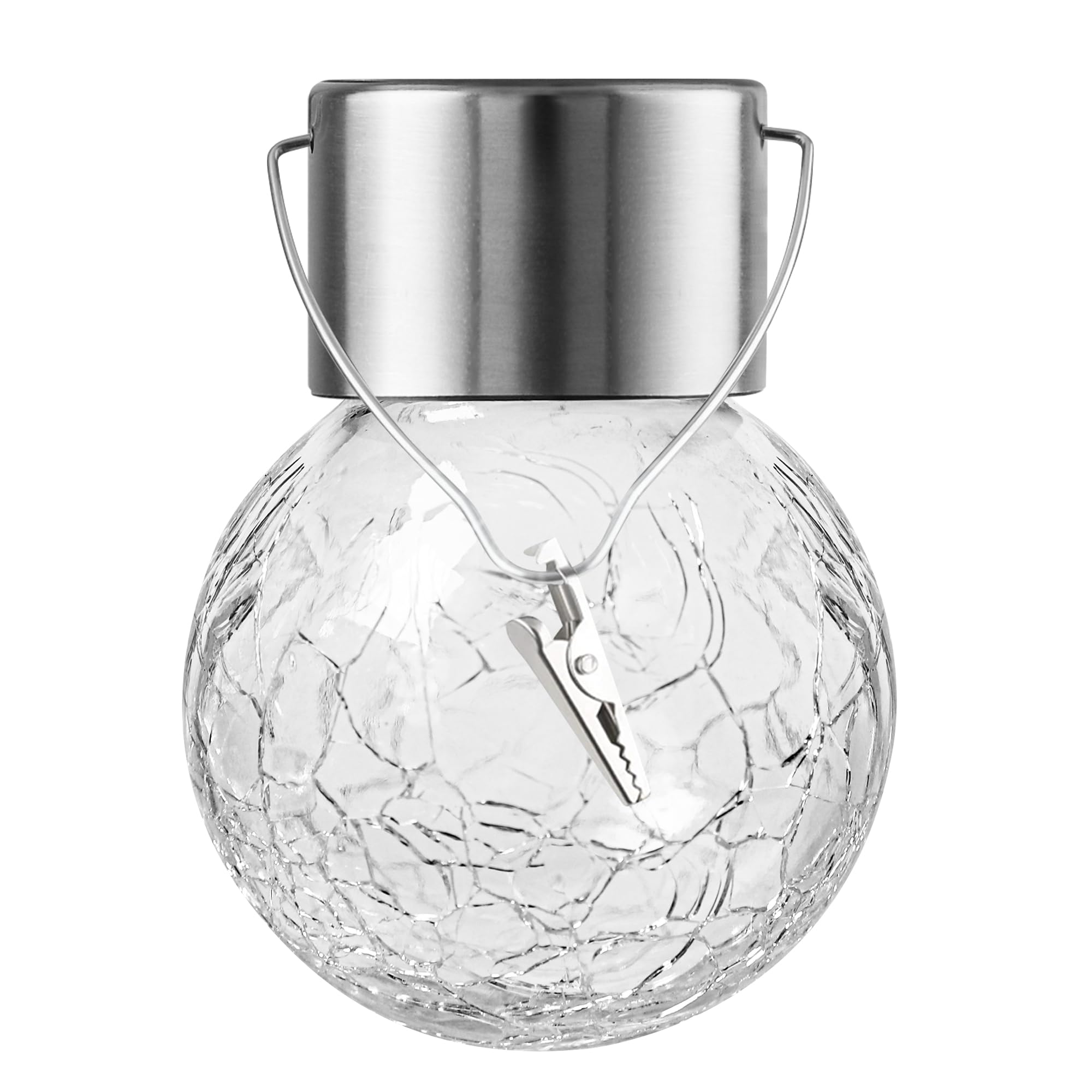 Solar Outdoor Lights Decorative 12 Pack, Hanging Solar Garden Lights Waterproof, Solar Powered Globe Cracked Glass Ball Lantern for Yard Patio Fence Tree Umbrella Holiday Decoration, Warm White