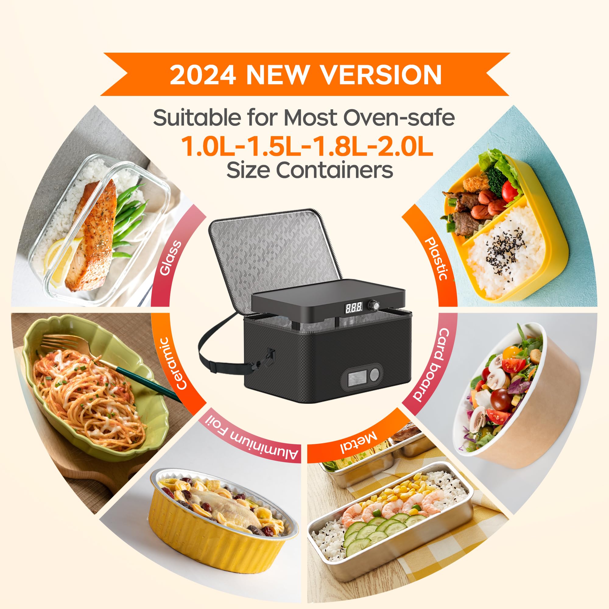 Portable Microwave, 12V 24V 110V-240V Car Food Warmer Portable Personal Mini Oven