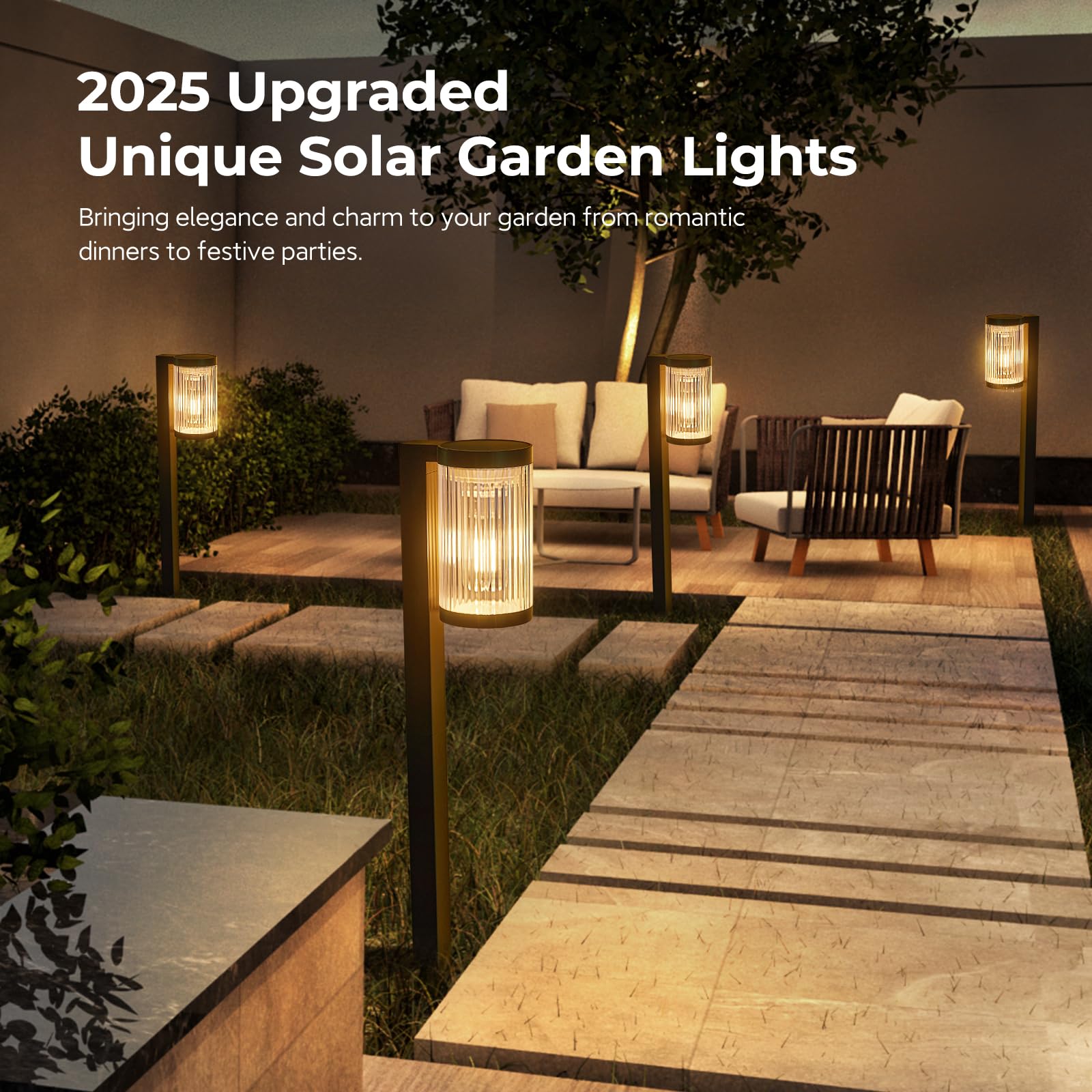 6 Pack Upgraded Outdoor Solar Lights