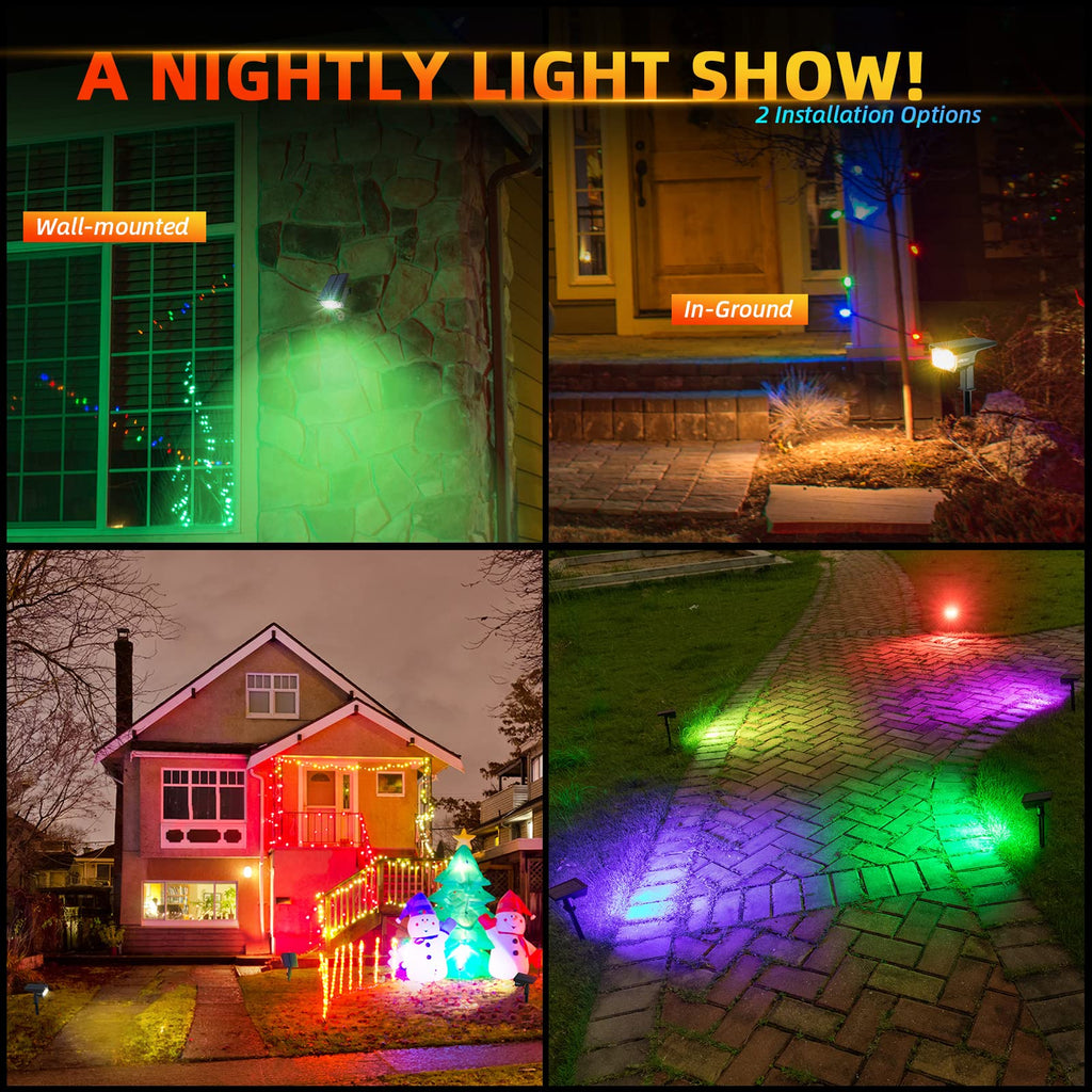 Solar Outdoor,40 LEDs Color Changing RGB Solar Landscape Path Lights