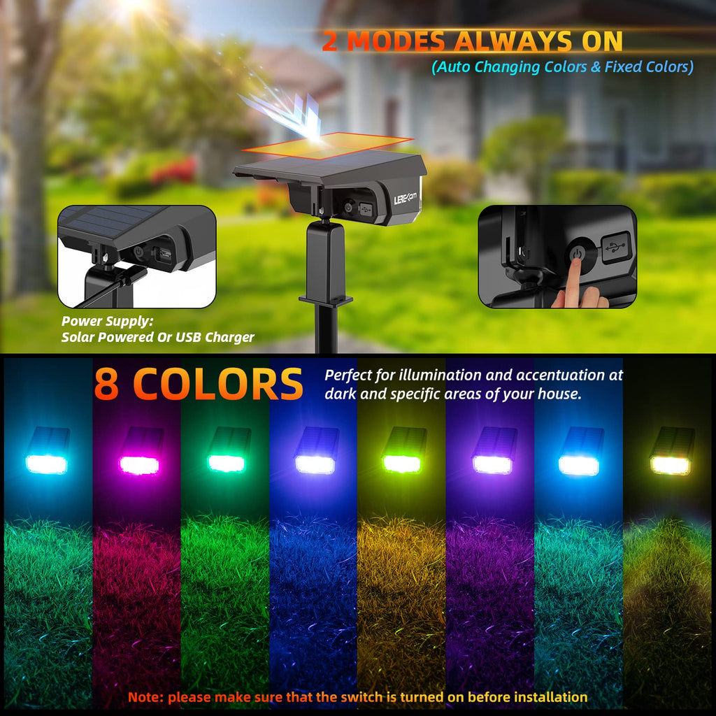 Solar Outdoor,40 LEDs Color Changing RGB Solar Landscape Path Lights