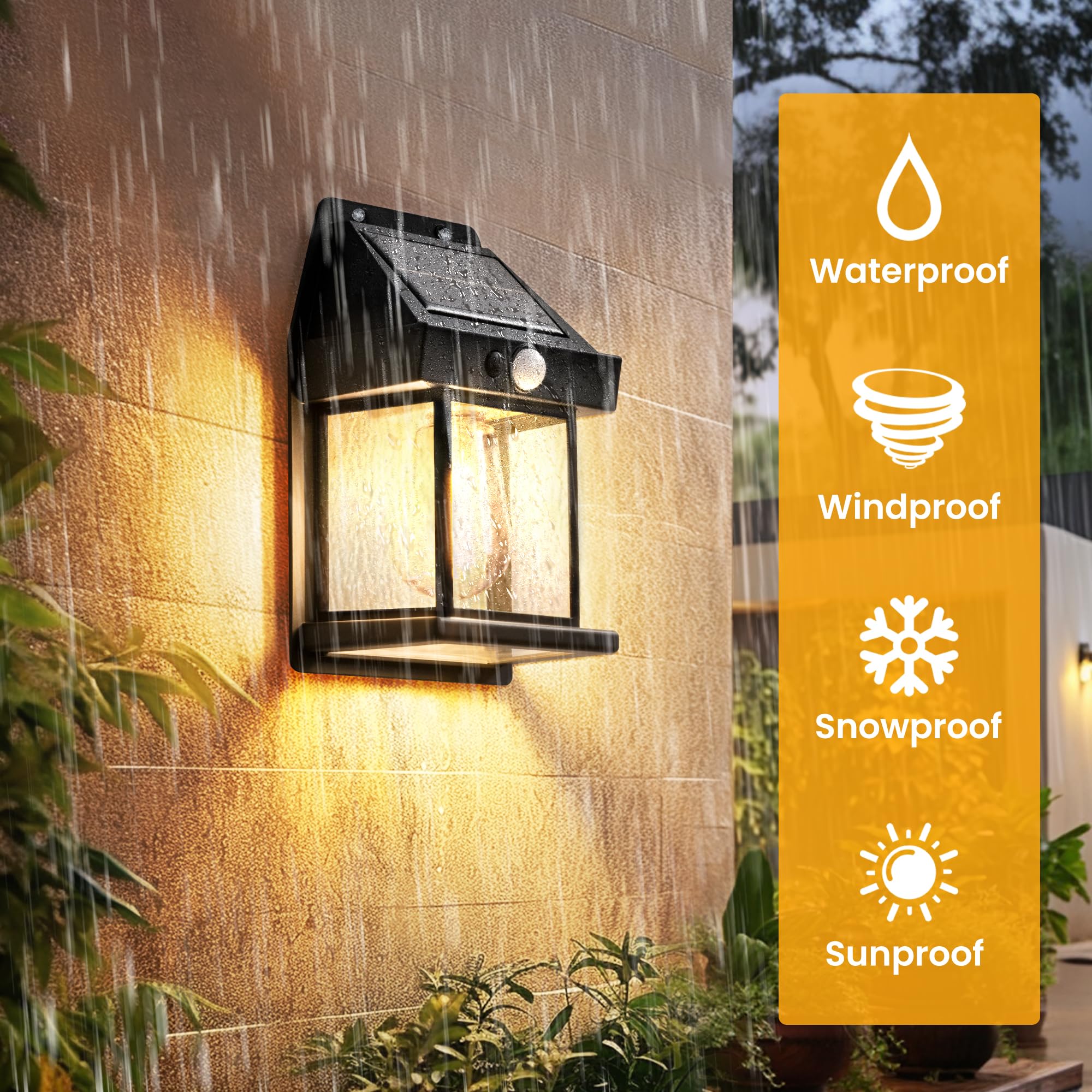 Solar Wall Lights Outdoor, Dusk to Dawn Motion Sensor Light Waterproof,