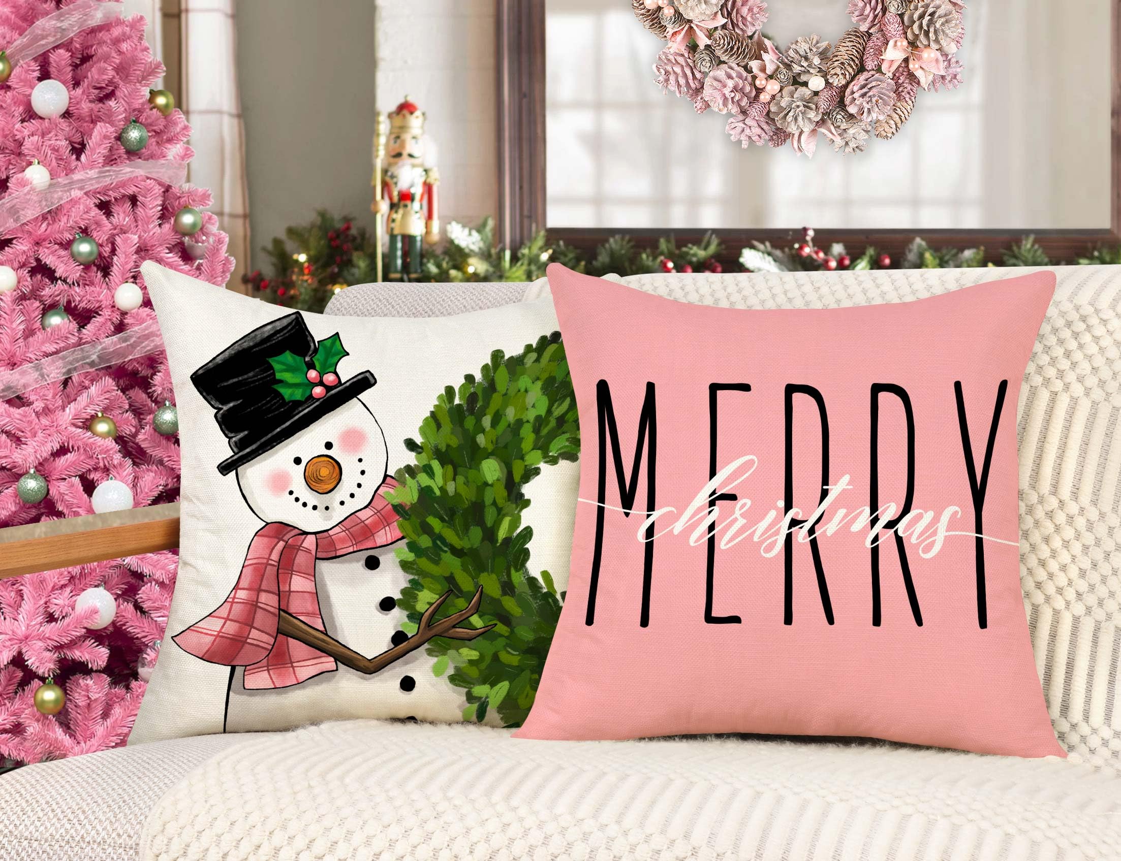 Red Christmas Pillow Covers 18x18 Set of 4