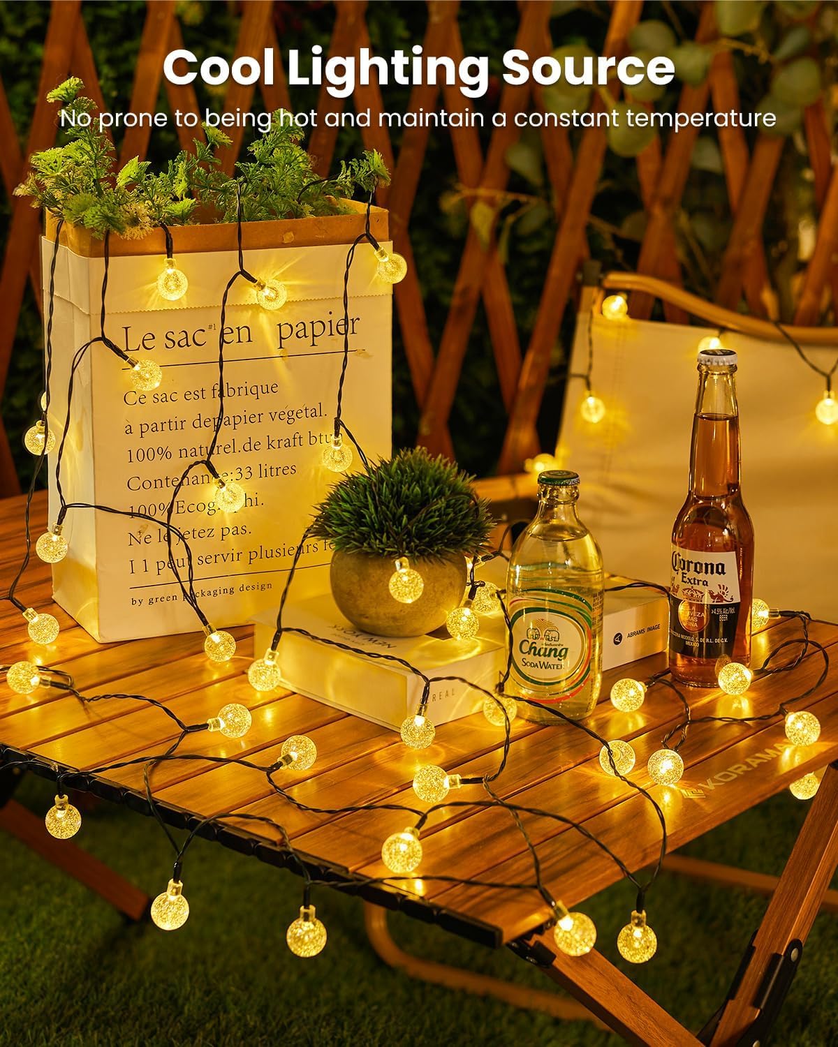 Solar String Lights Outdoor Waterproof, 2 Pack 60 LED 36.5 FT Each
