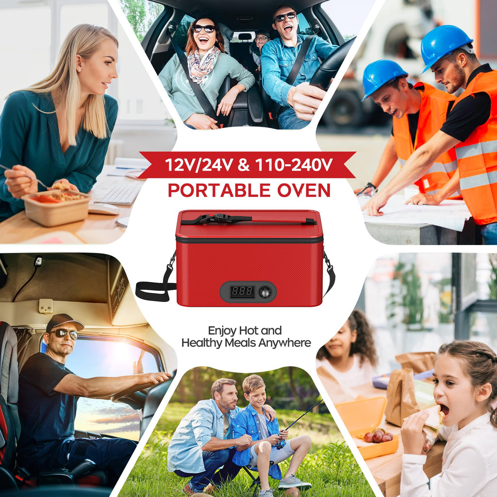 Portable Microwave, 12V 24V 110V-240V Car Food Warmer Portable Personal Mini Oven