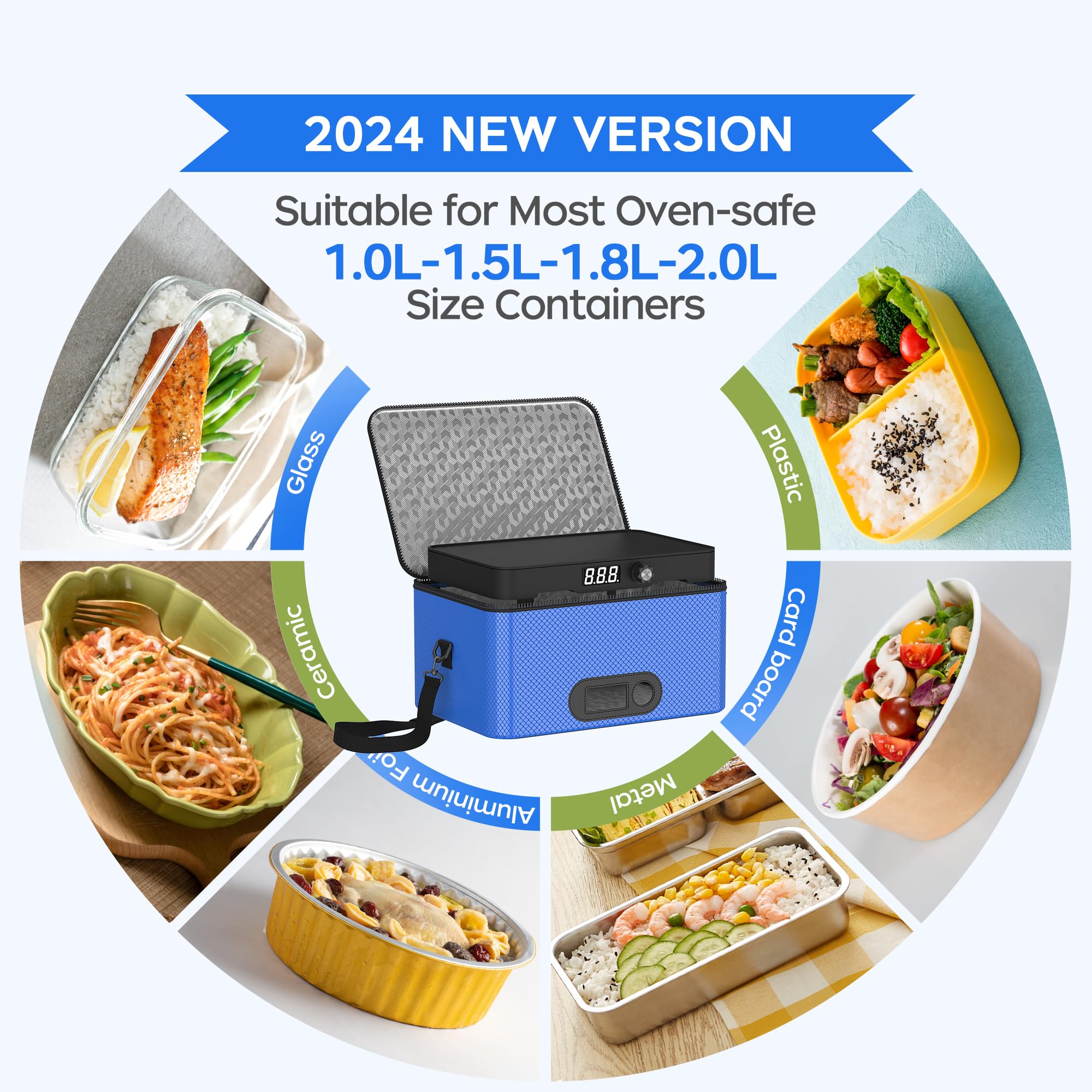 Portable Microwave, 12V 24V 110V-240V Car Food Warmer Portable Personal Mini Oven