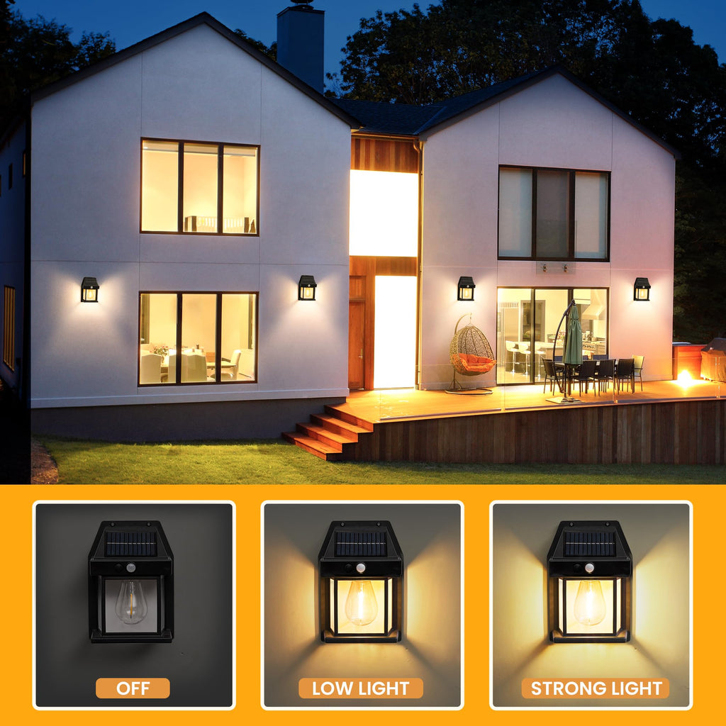 Solar Wall Lights Outdoor, Dusk to Dawn Motion Sensor Light Waterproof,